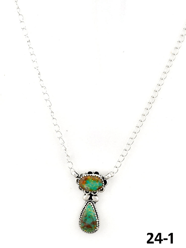 Southwest Made Red Skin Turquoise & Sterling Silver Necklace