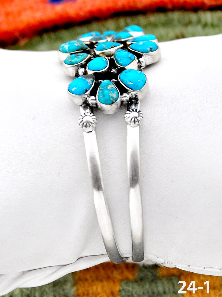 Southwest Handmade White Water Turquoise & Sterling Silver Cuff Bracelet