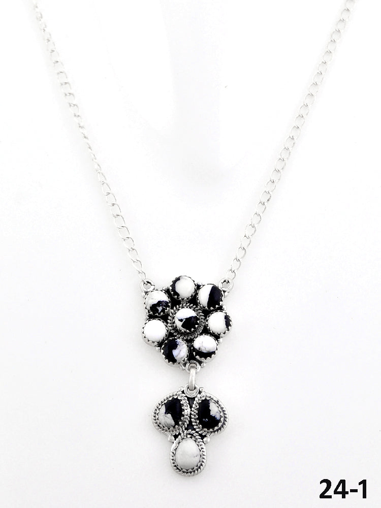 Southwest Made White Buffalo Turquoise & Sterling Silver Necklace