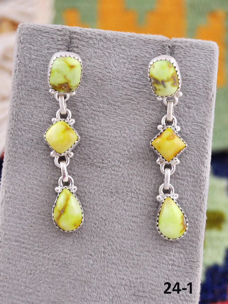 Southwest Made Palomino & Sterling Silver Post Dangle Earrings