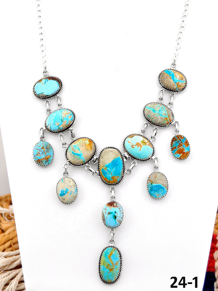 Southwest Handmade Ribbon Royston & Sterling Silver Necklace