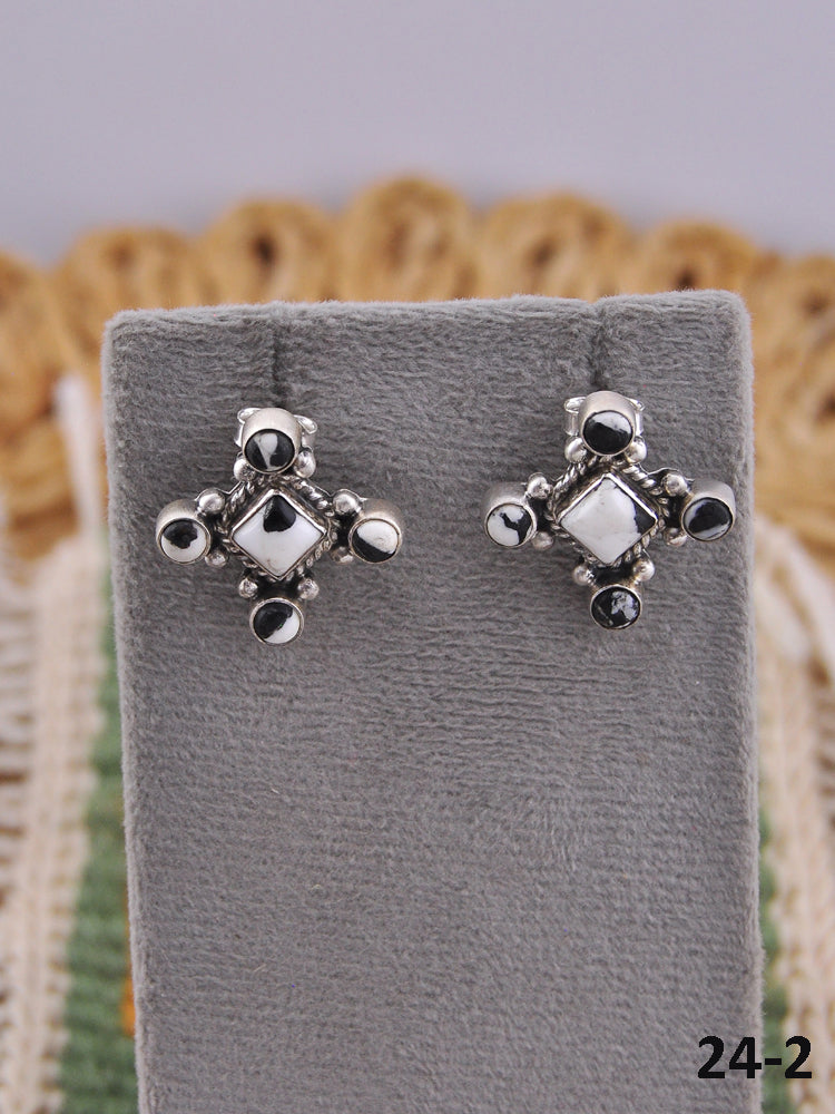 Southwest Handmade White Buffalo & Sterling Silver Post Earrings