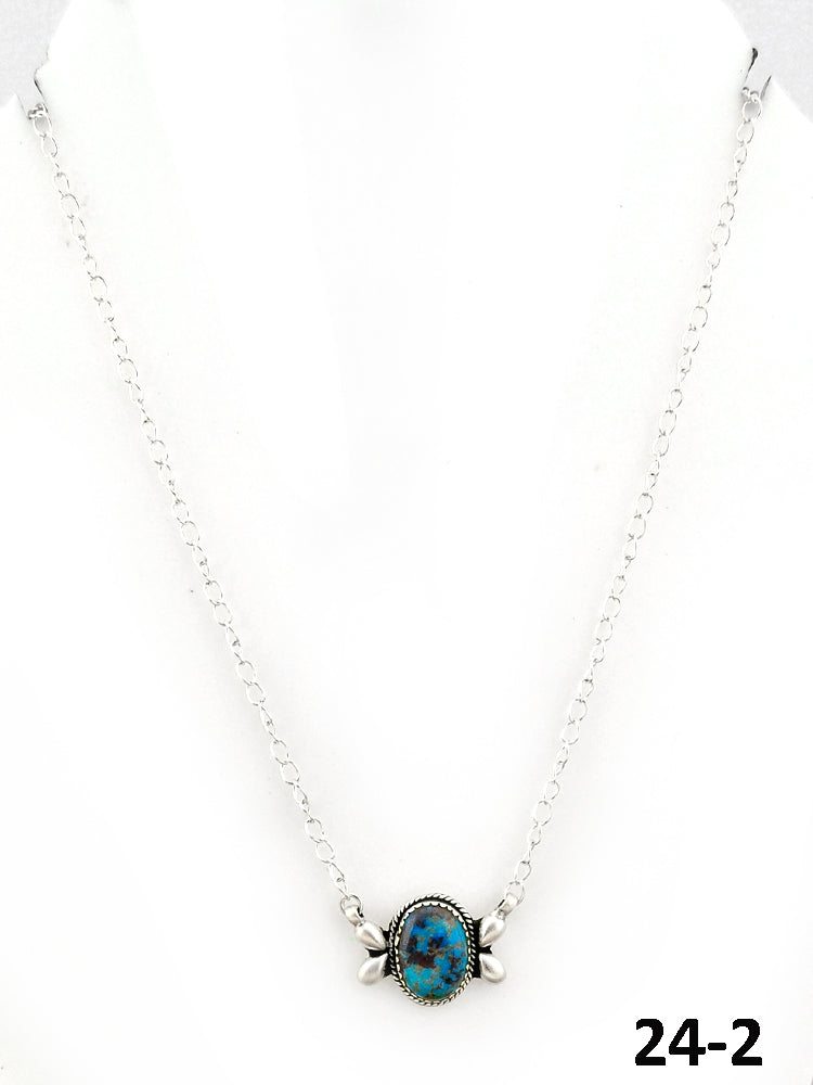 Southwest Made Red Skin Turquoise & Sterling Silver Necklace