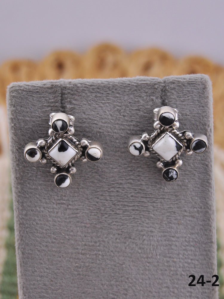 Southwest Handmade White Buffalo & Sterling Silver Post Earrings