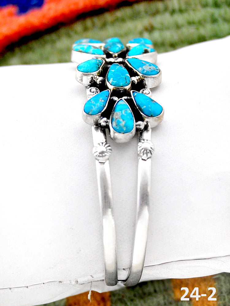 Southwest Handmade White Water Turquoise & Sterling Silver Cuff Bracelet
