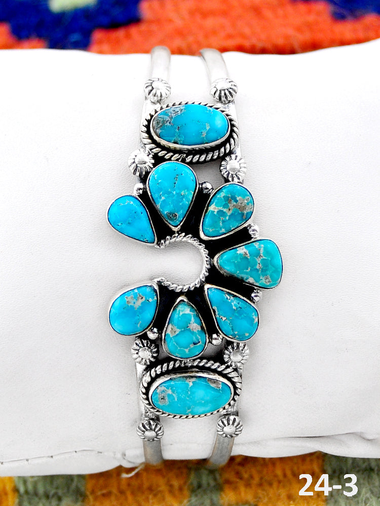 Southwest Handmade White Water Turquoise & Sterling Silver Cuff Bracelet