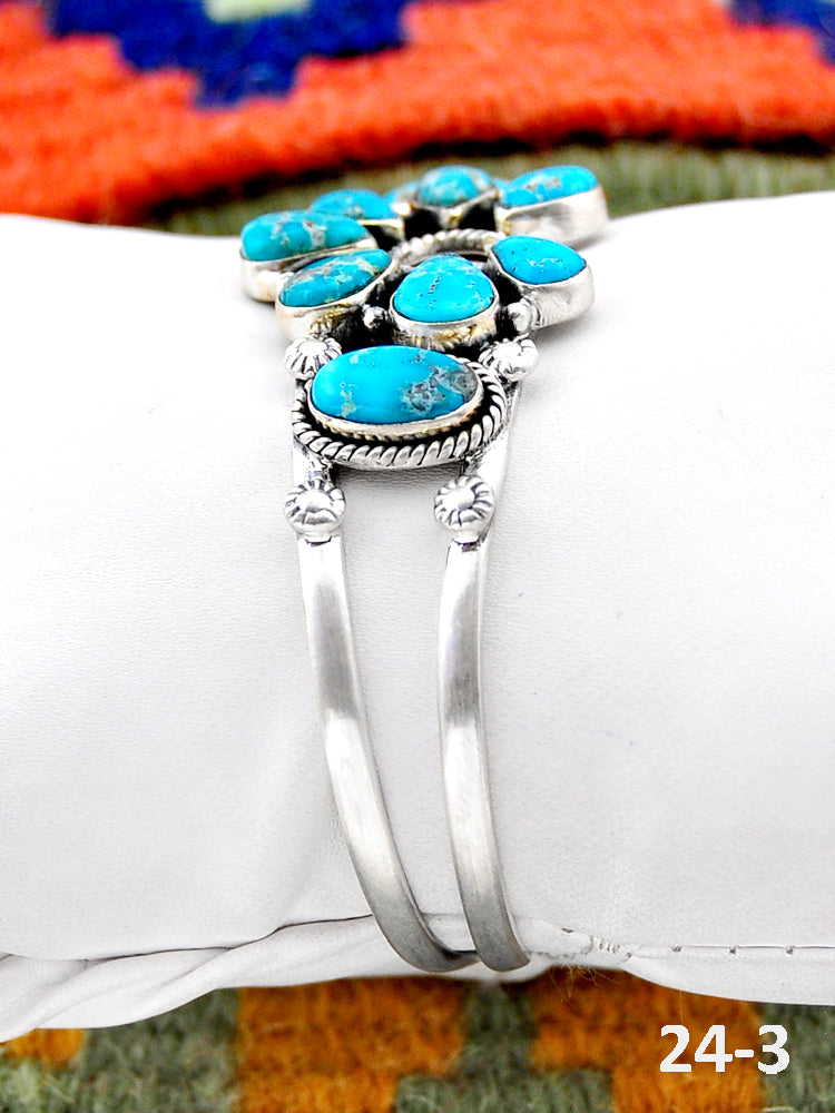 Southwest Handmade White Water Turquoise & Sterling Silver Cuff Bracelet