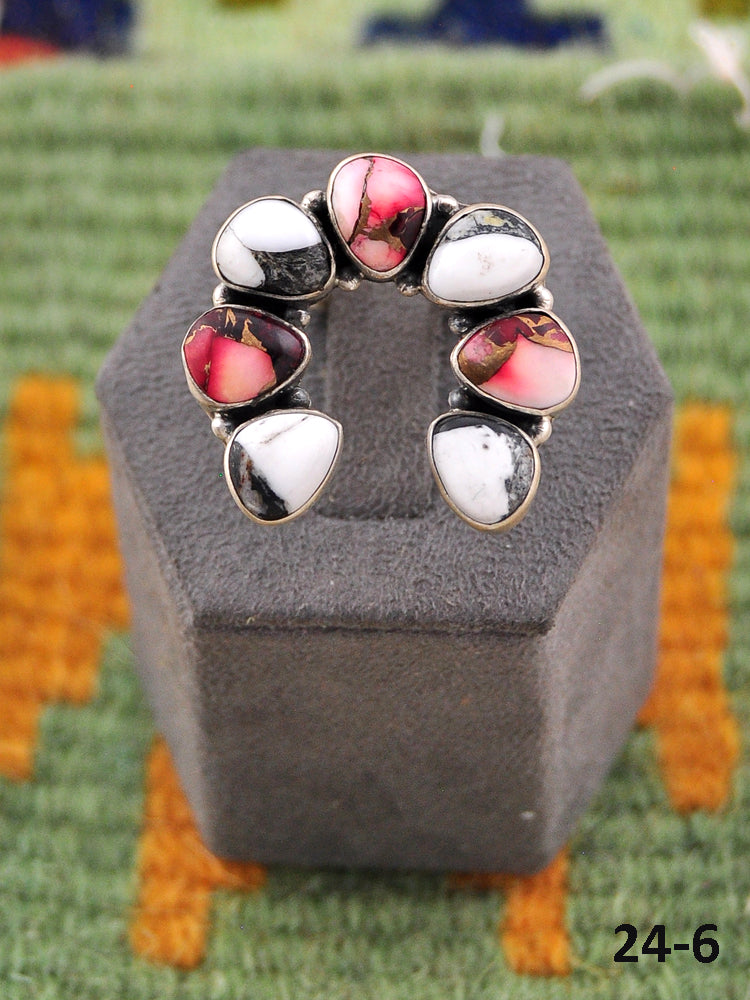 Southwest Made Multi Stone & Sterling Silver Adjustable Ring