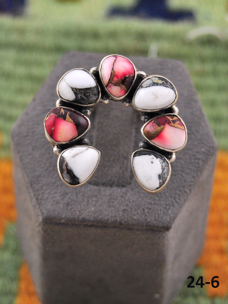 Southwest Made Multi Stone & Sterling Silver Adjustable Ring