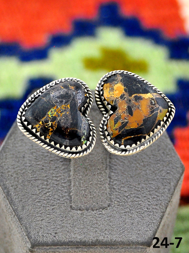 Southwest Handmade Black Jack Turquoise & Sterling Silver Adjustable Ring