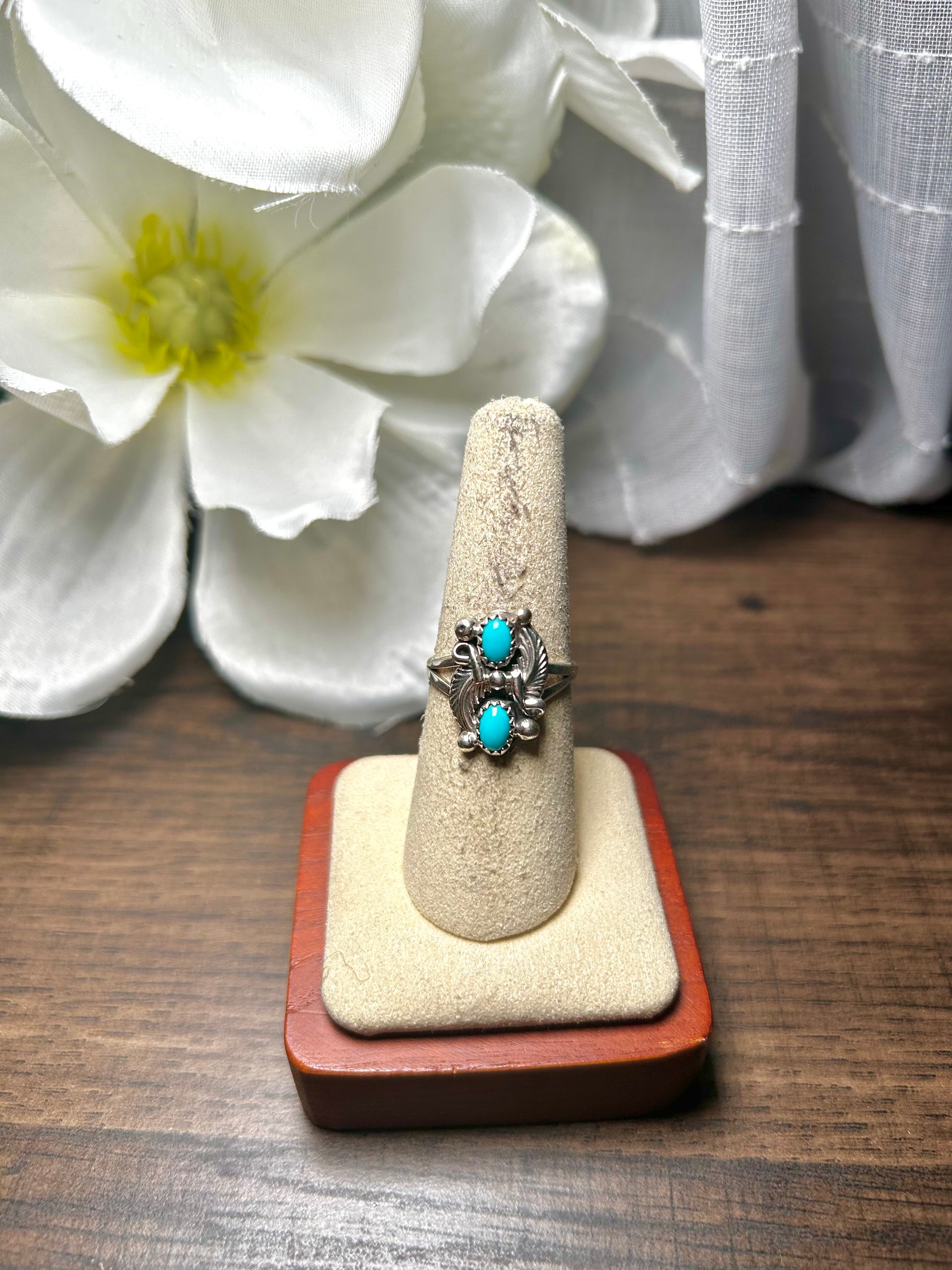 Navajo Made Kingman Turquoise & Sterling Silver Ring