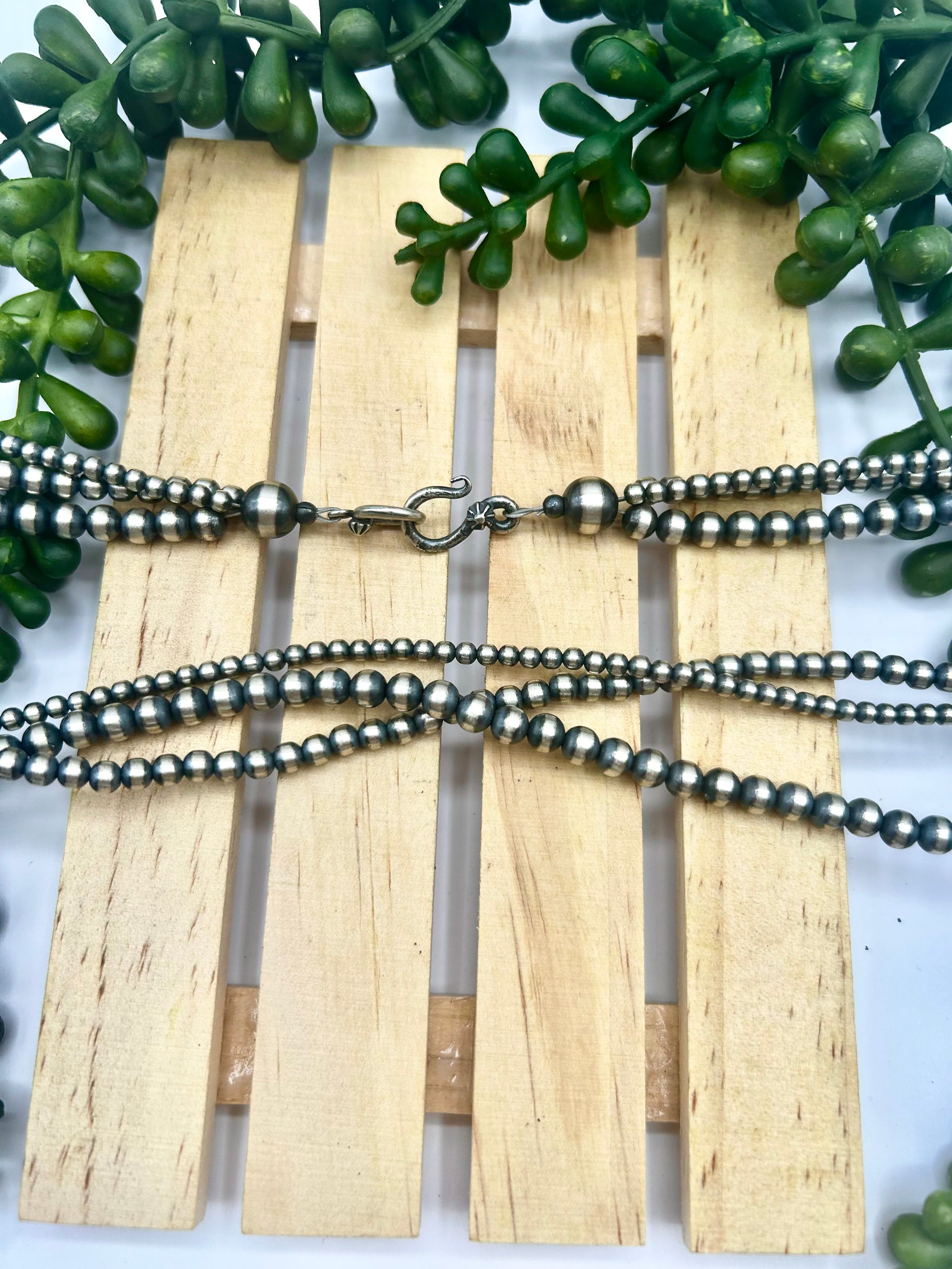 Navajo Made Strung Sterling Silver Necklace