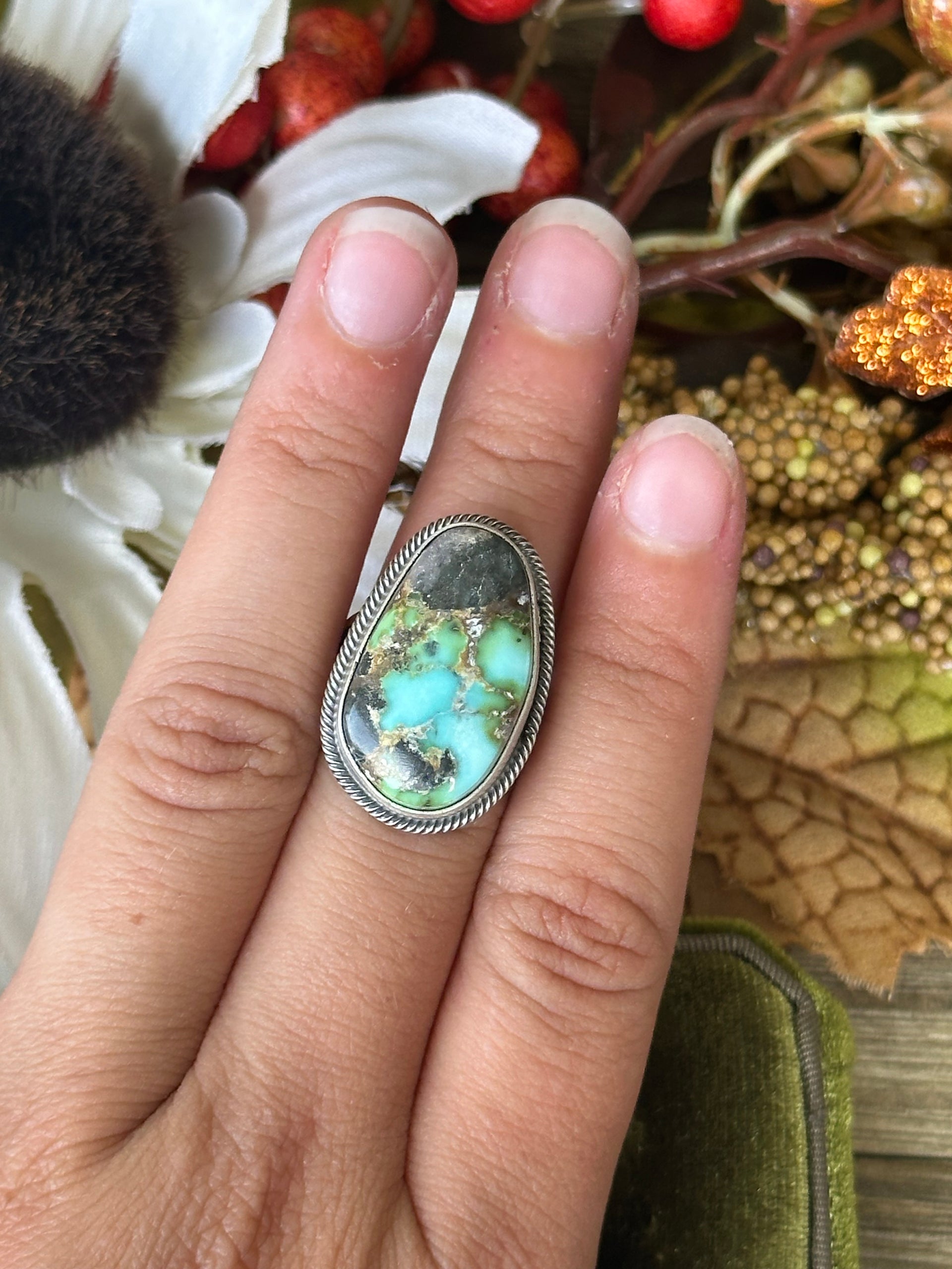 Scott Skeets Sonoran Gold Turquoise &  Sterling Silver Ring Size 6.5