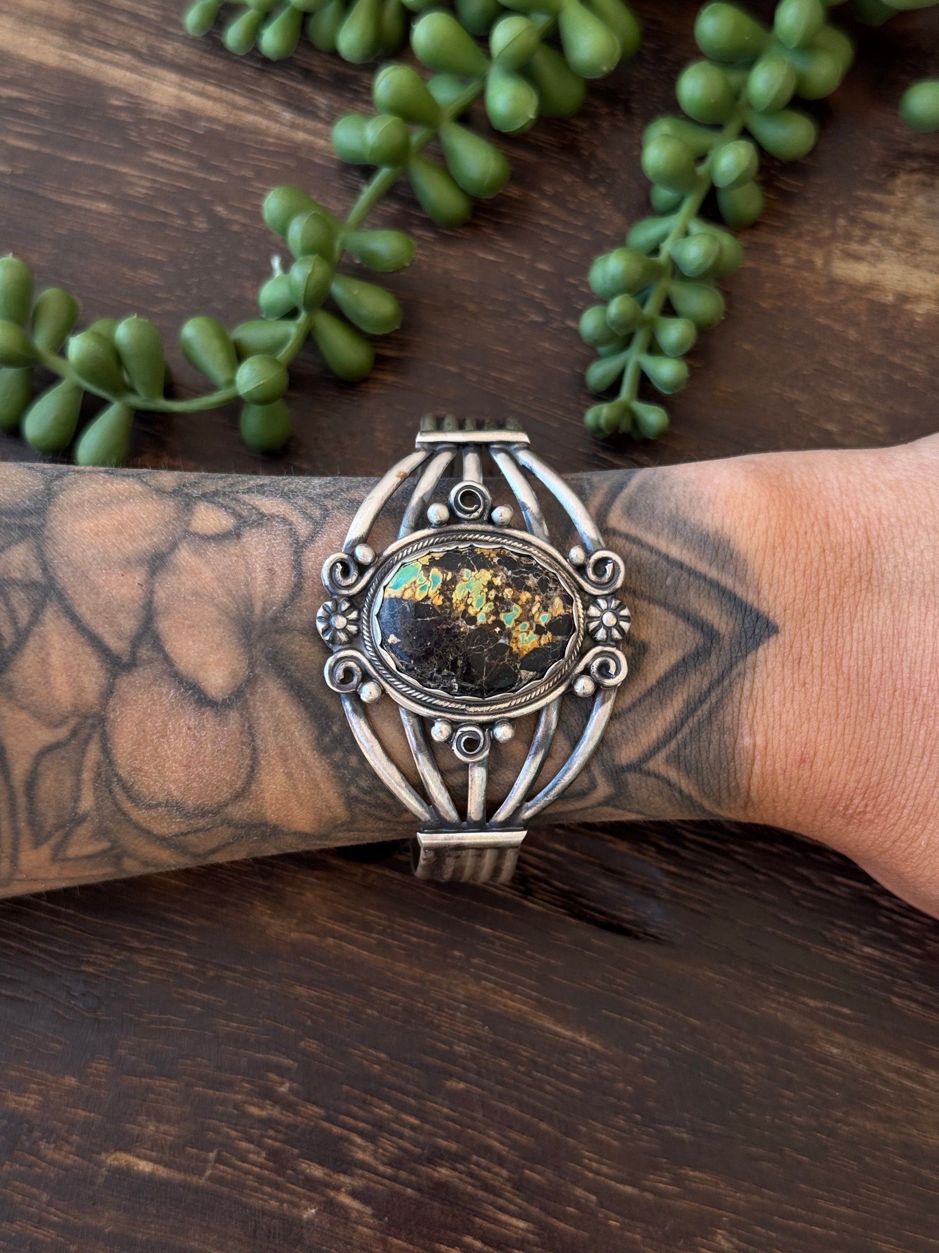 Jameson Hoskie Blackjack Turquoise & Sterling Silver Cuff Bracelet