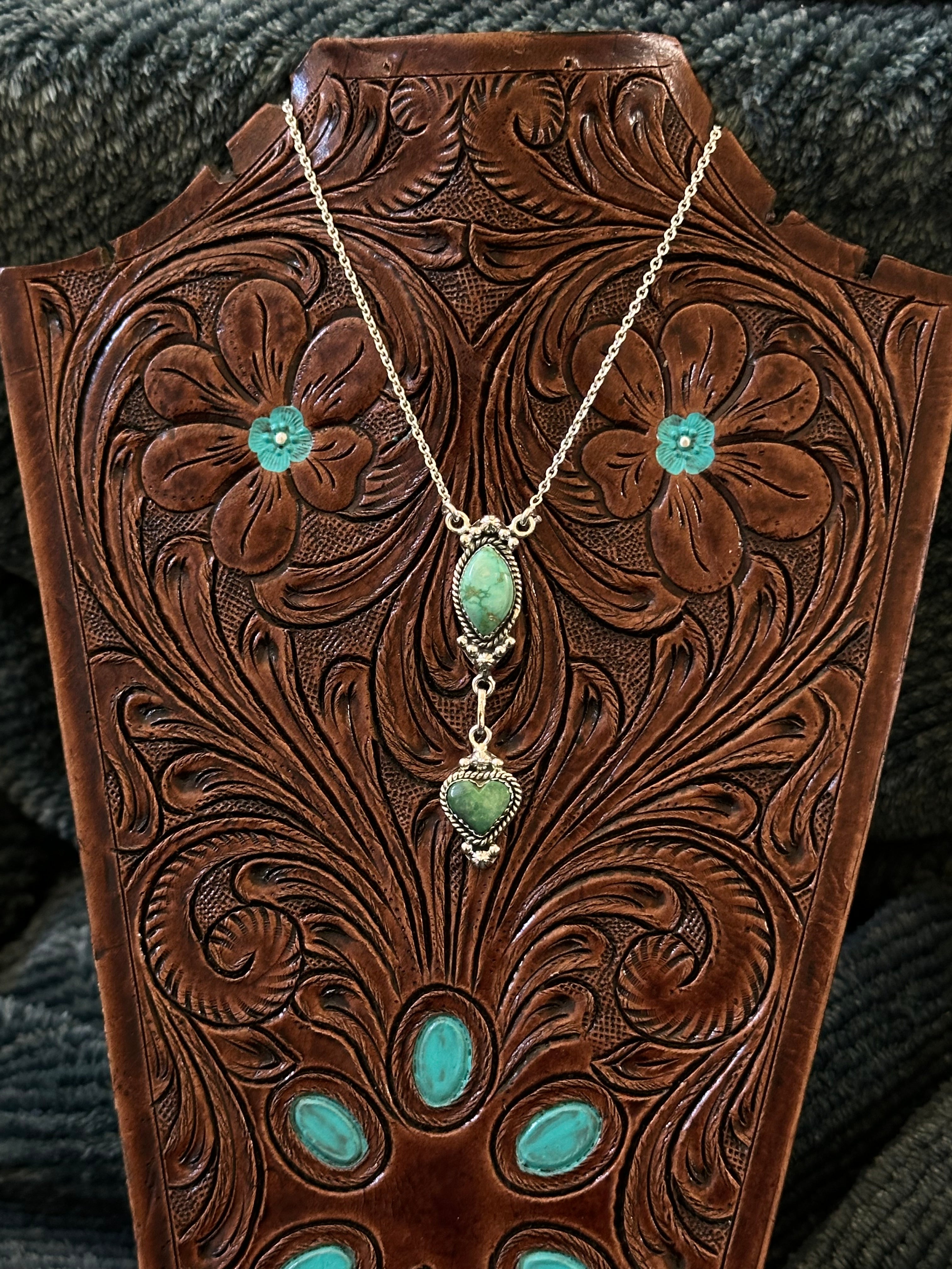 Southwest Handmade Emerald Valley Turquoise & Sterling Silver Necklace