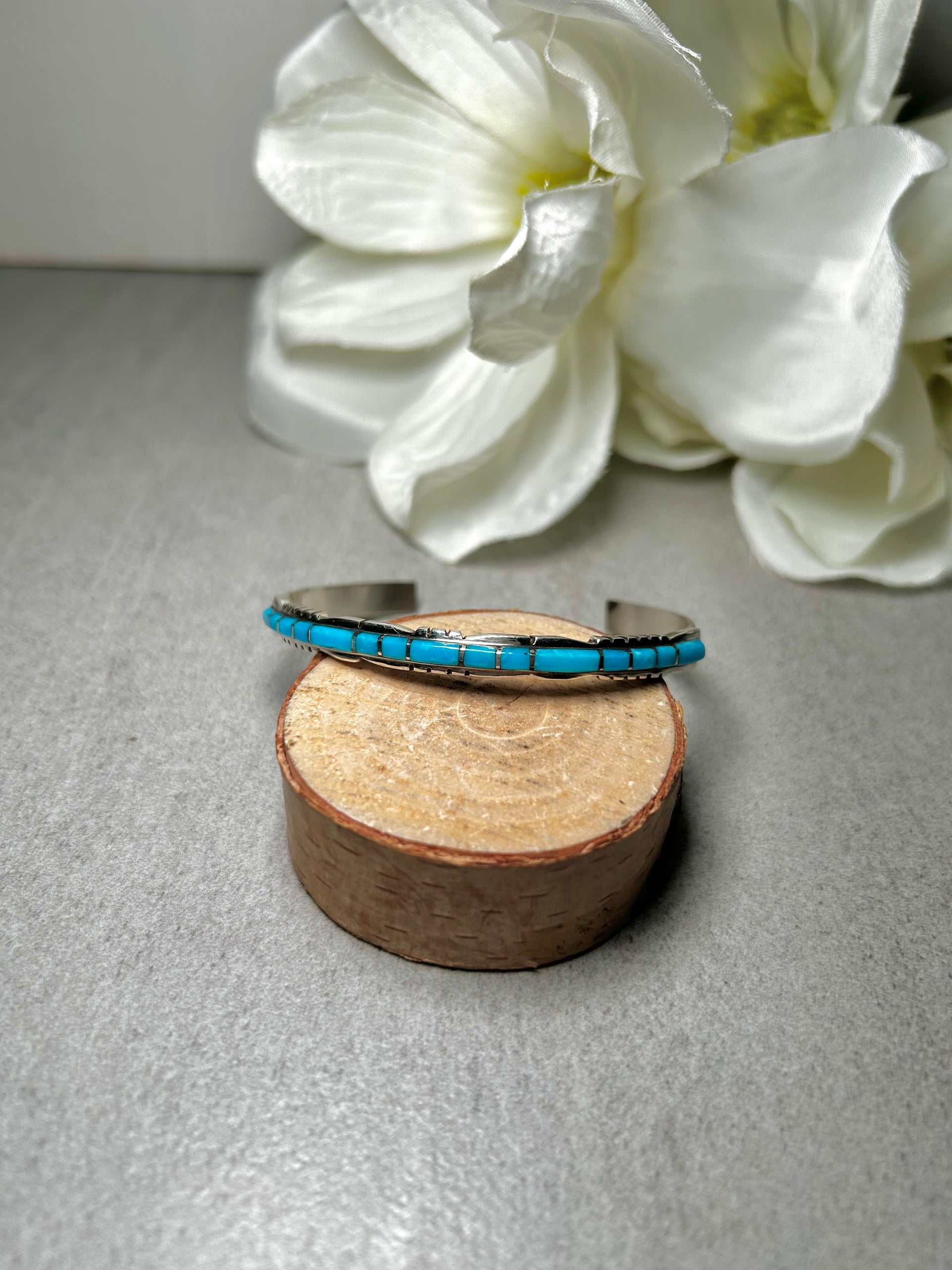 Zuni Made Kingman Turquoise & Sterling Silver Cuff Bracelet