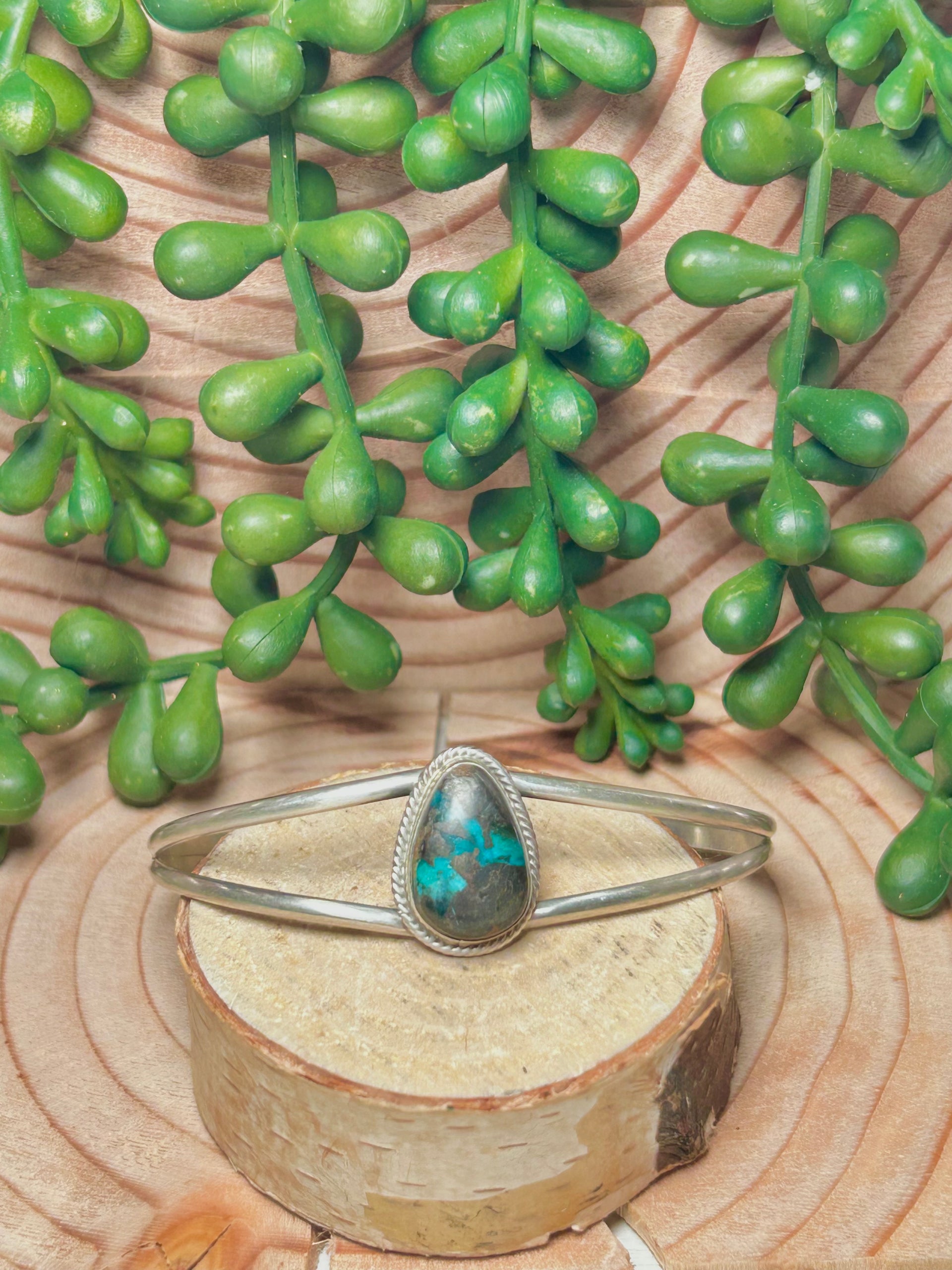 Navajo Made Kingman Turquoise & Sterling Silver Cuff Bracelet