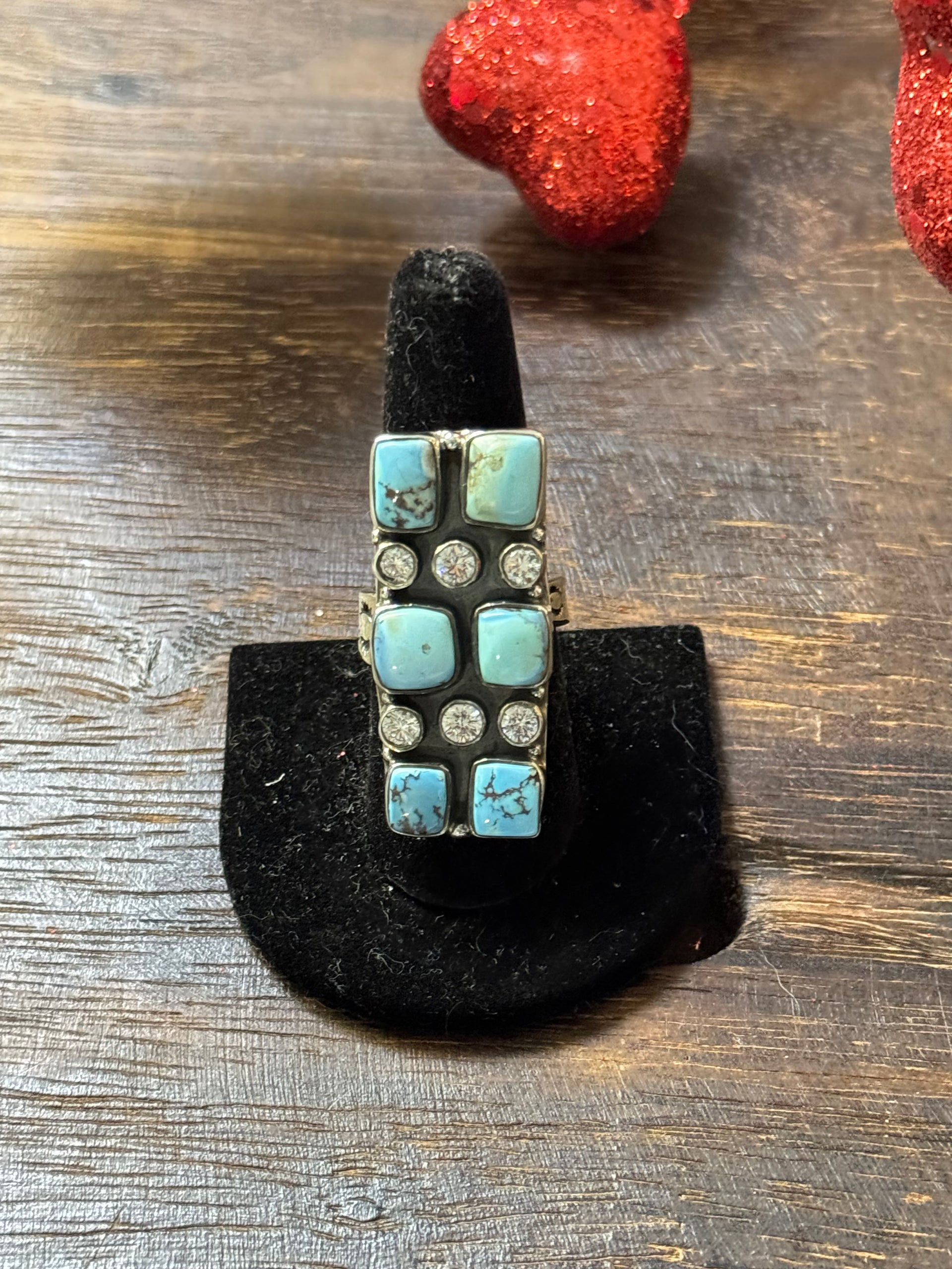 Southwest Handmade Multi Stone & Sterling Silver Adjustable Cluster Ring