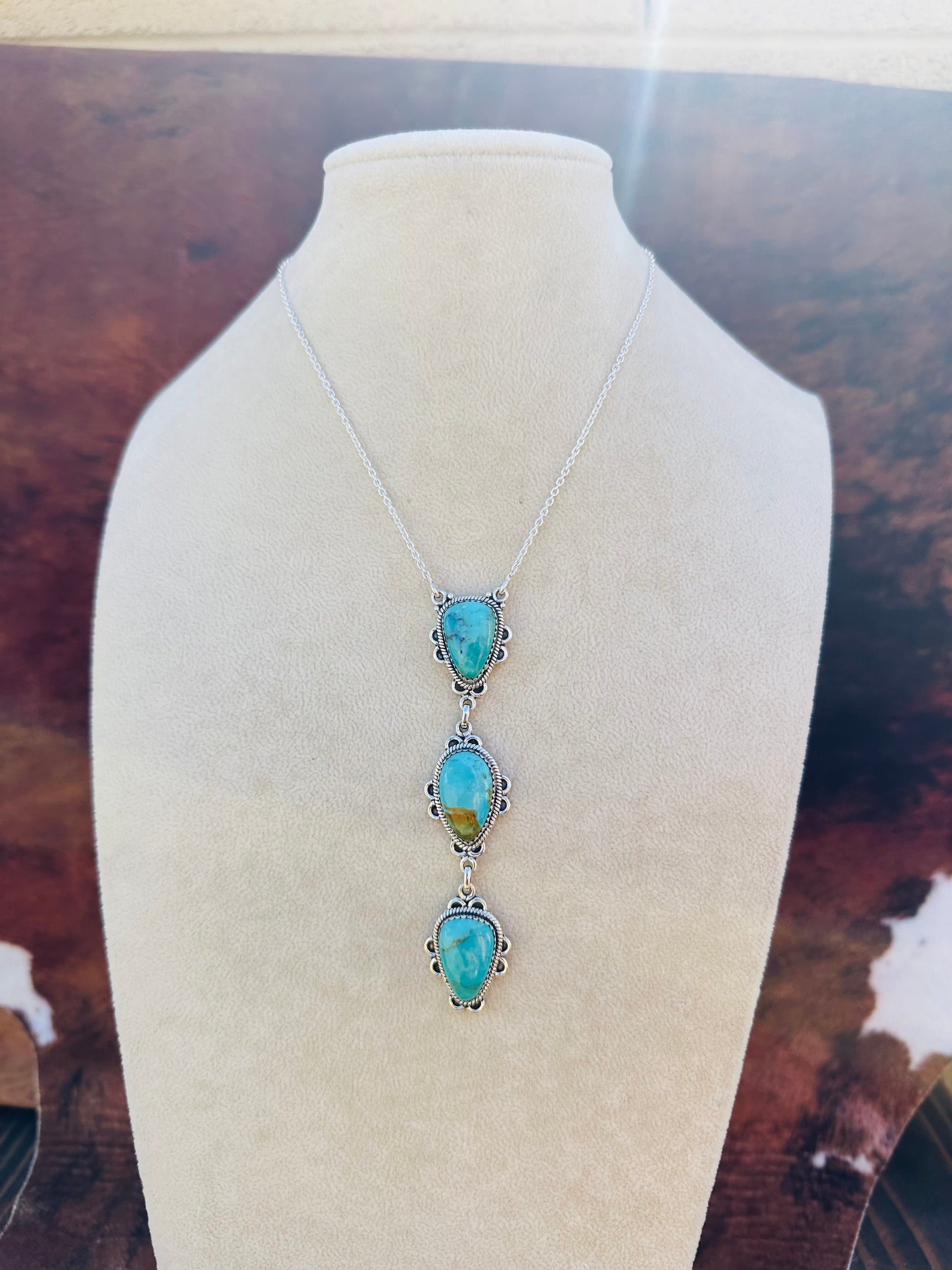 Southwest Handmade Kingman Turquoise & Sterling Silver Necklace