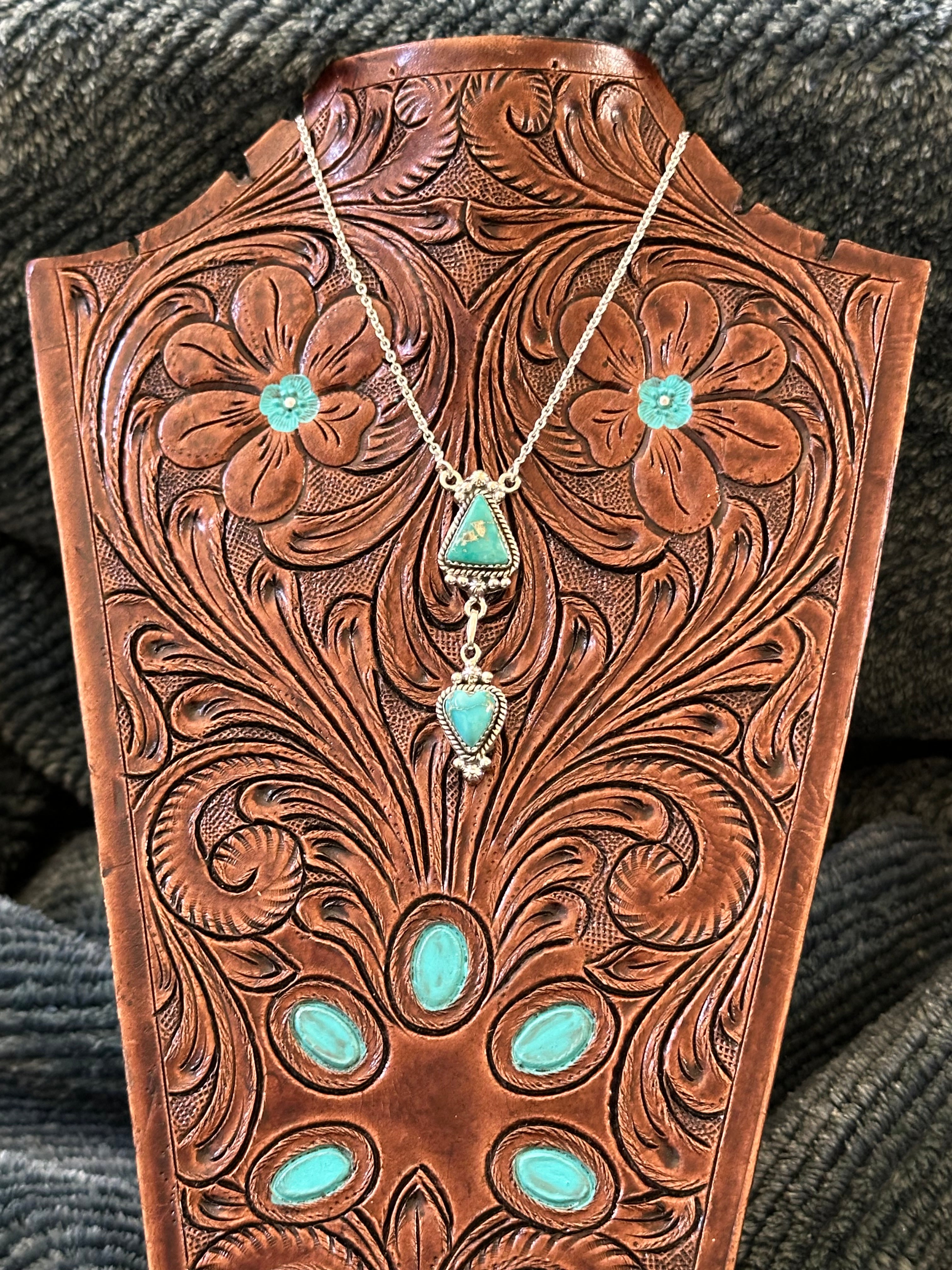 Southwest Handmade Emerald Valley Turquoise & Sterling Silver Necklace