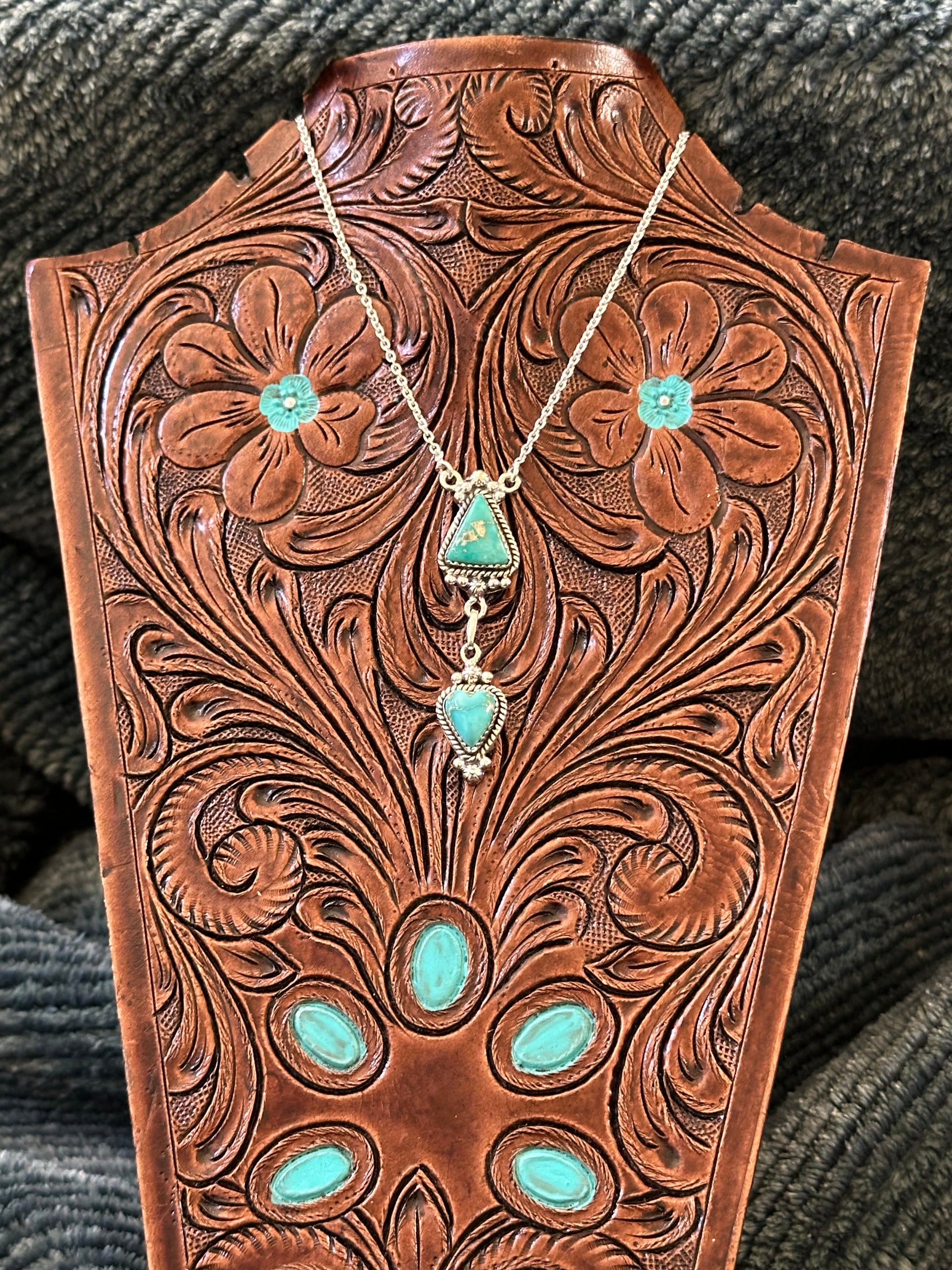 Southwest Handmade Emerald Valley Turquoise & Sterling Silver Necklace