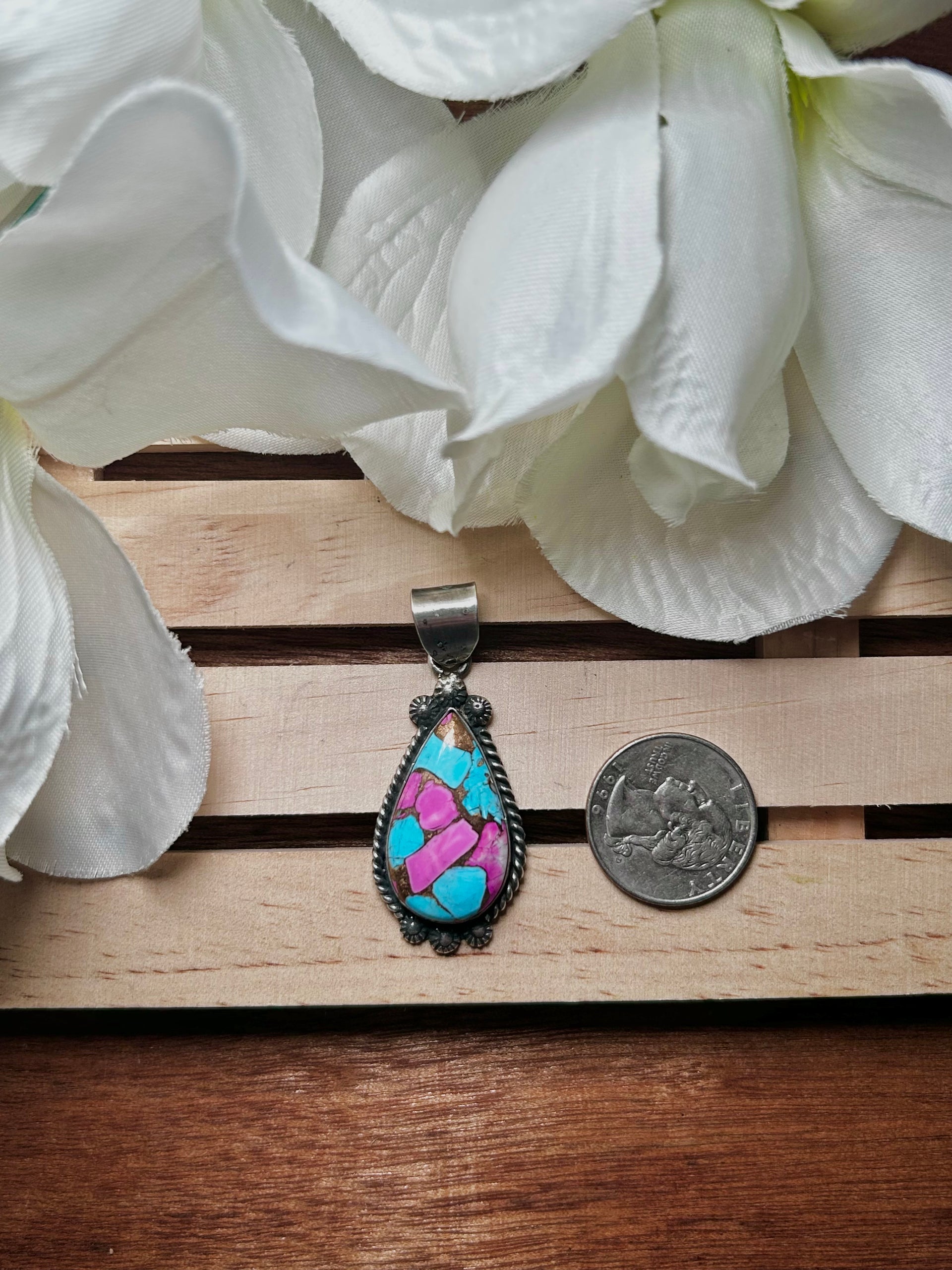Zachariah David Cotton Candy Dahlia & Sterling Silver Pendant
