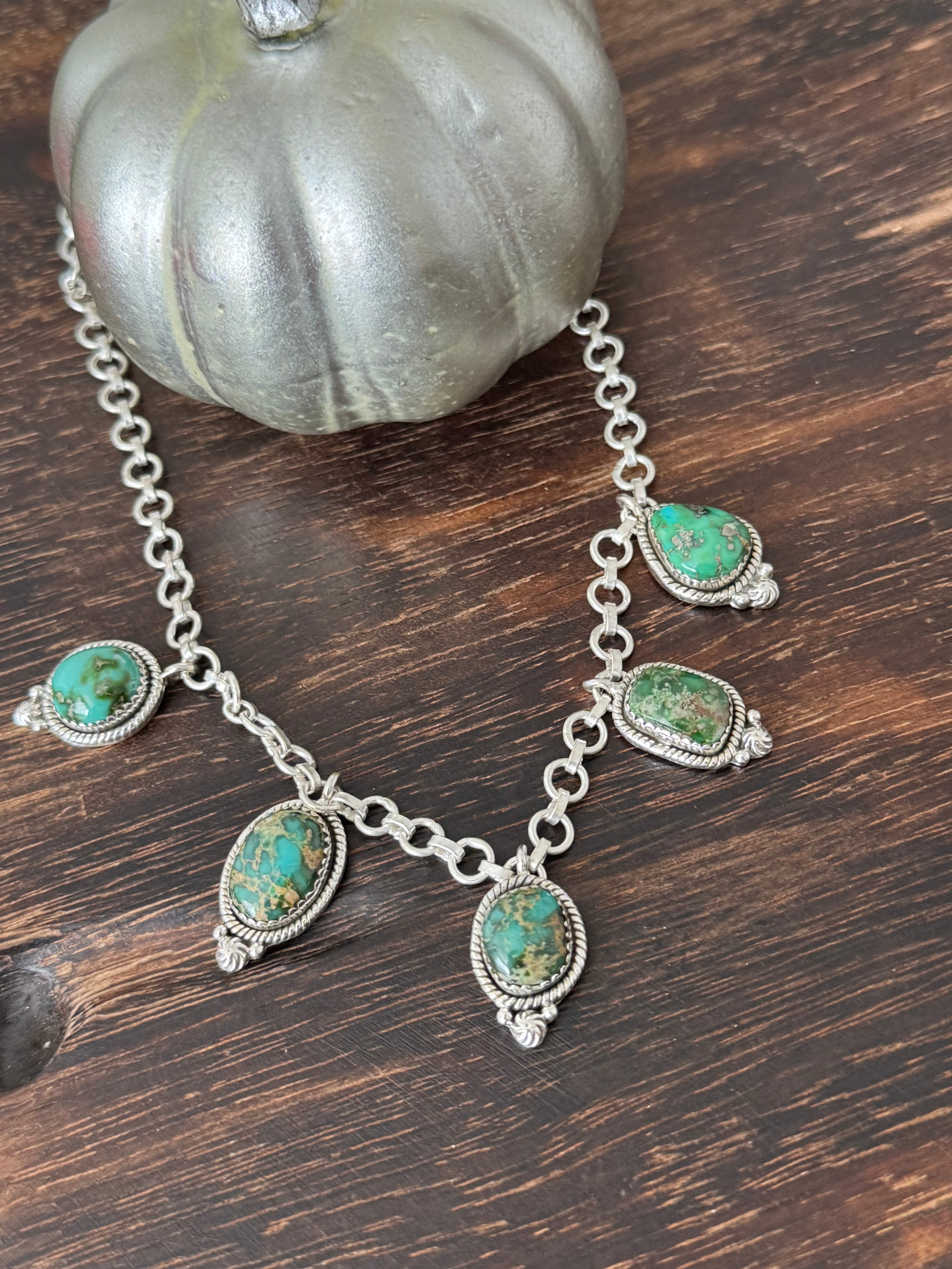 Southwest Handmade Sonoran Mountain Turquoise & Sterling Silver Necklace