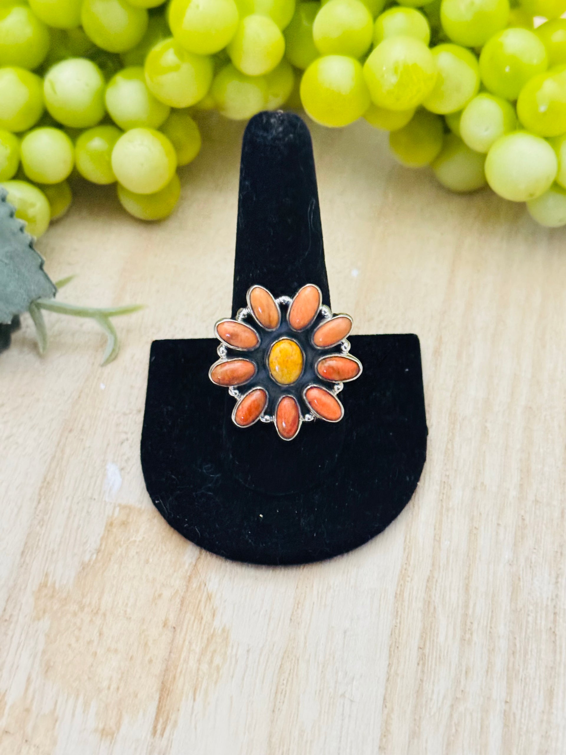 Southwest Handmade Multi Stone & Sterling Silver Adjustable Cluster Ring