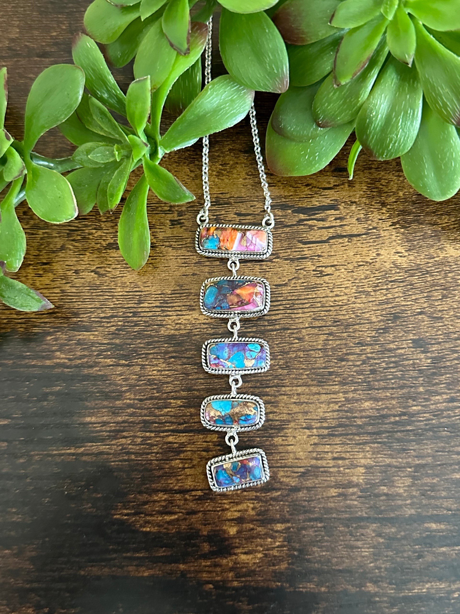 Southwest Made Mohave Turquoise & Sterling Silver Necklace