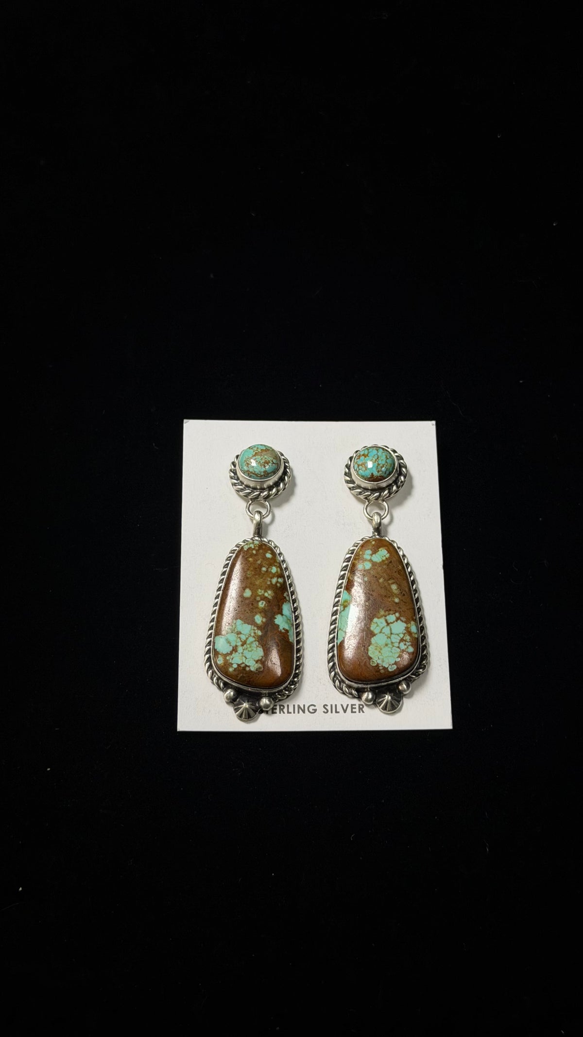 Chassity Belone Mine 8 Turquoise & Sterling Silver Post Dangle Earrings