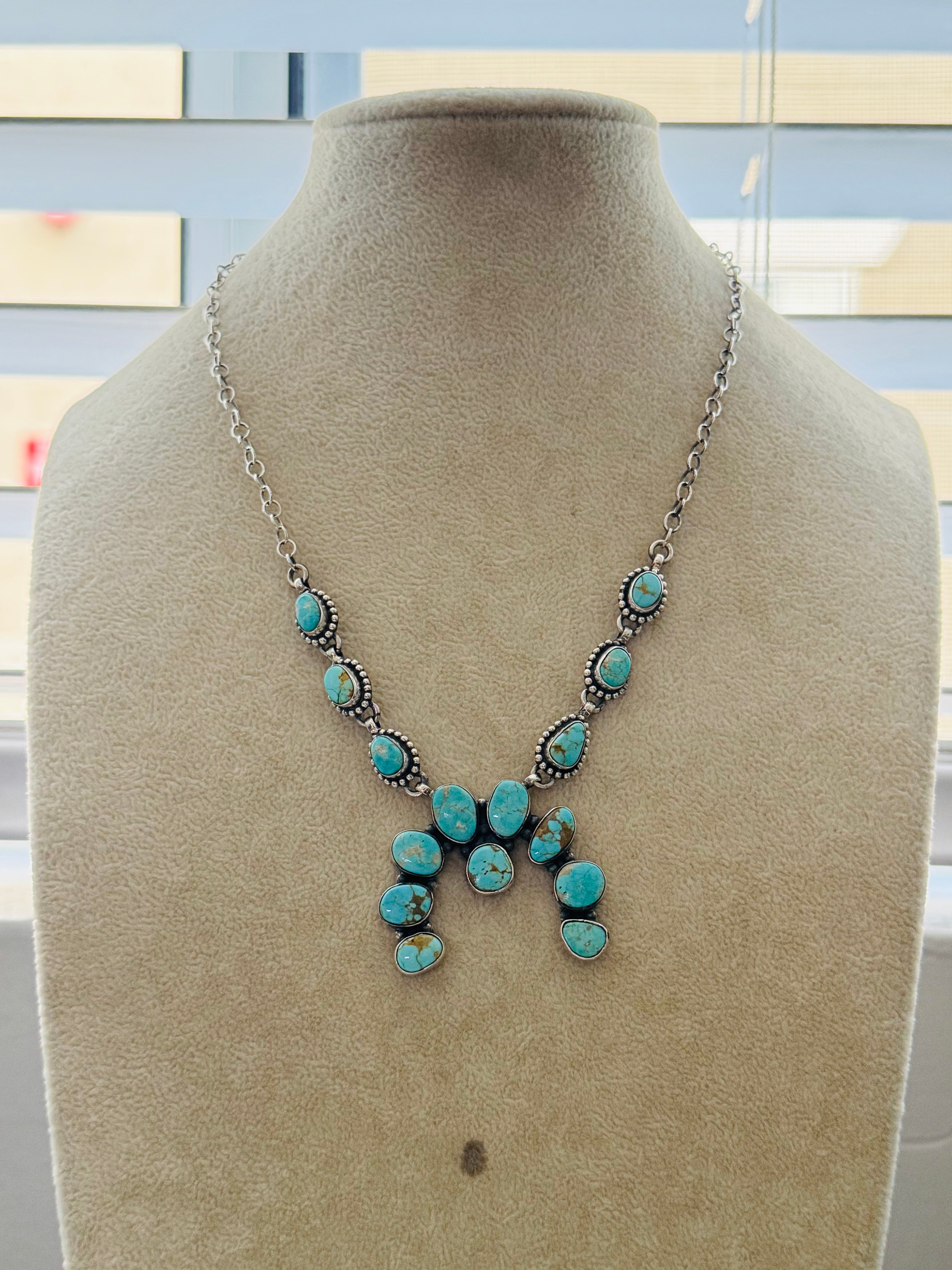 TTD #8 Turquoise & Sterling Silver Squash Naja Necklace