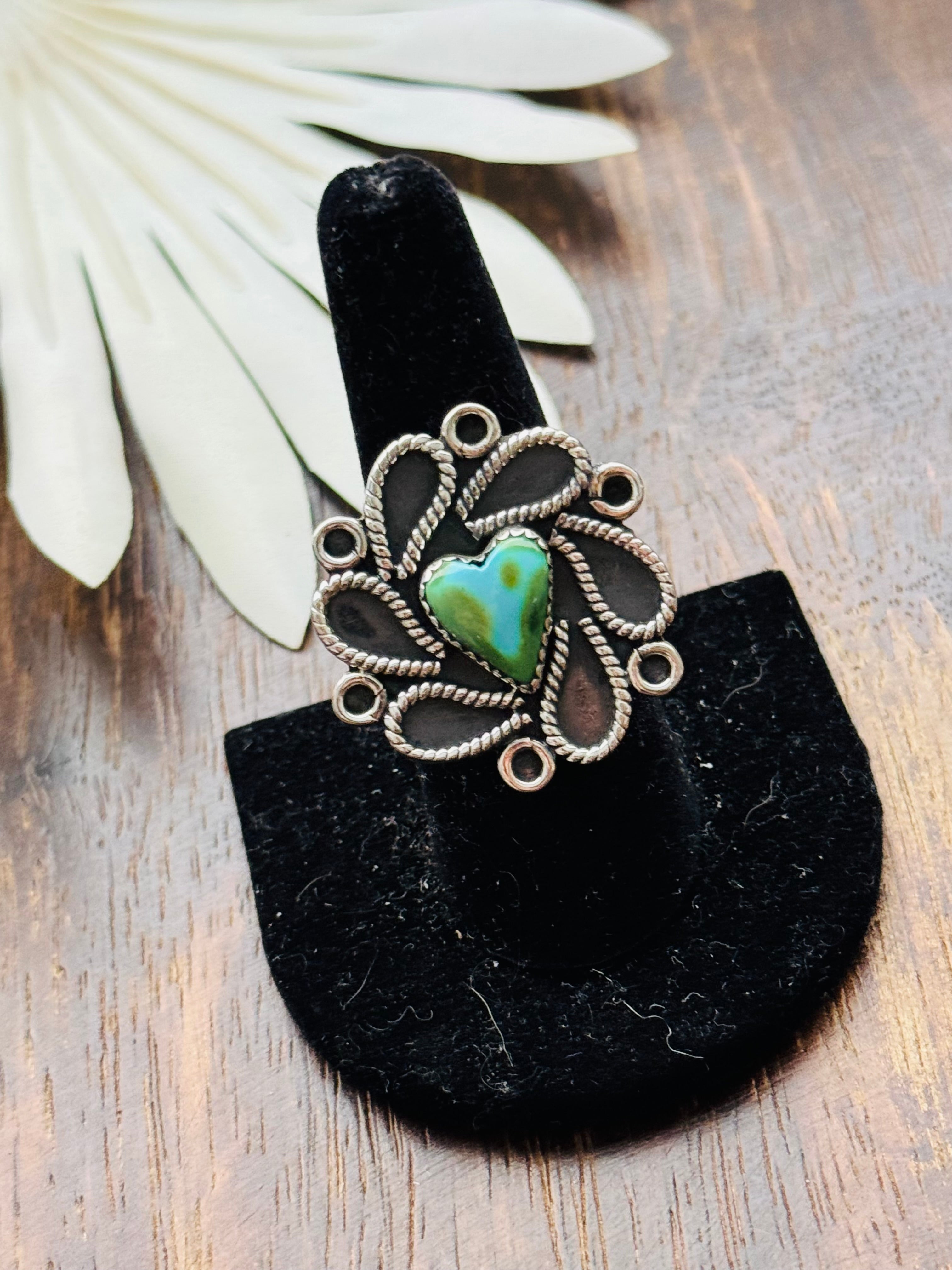 Southwest Handmade Sonoran Mountain Turquoise & Sterling Silver Adjustable Cluster Ring