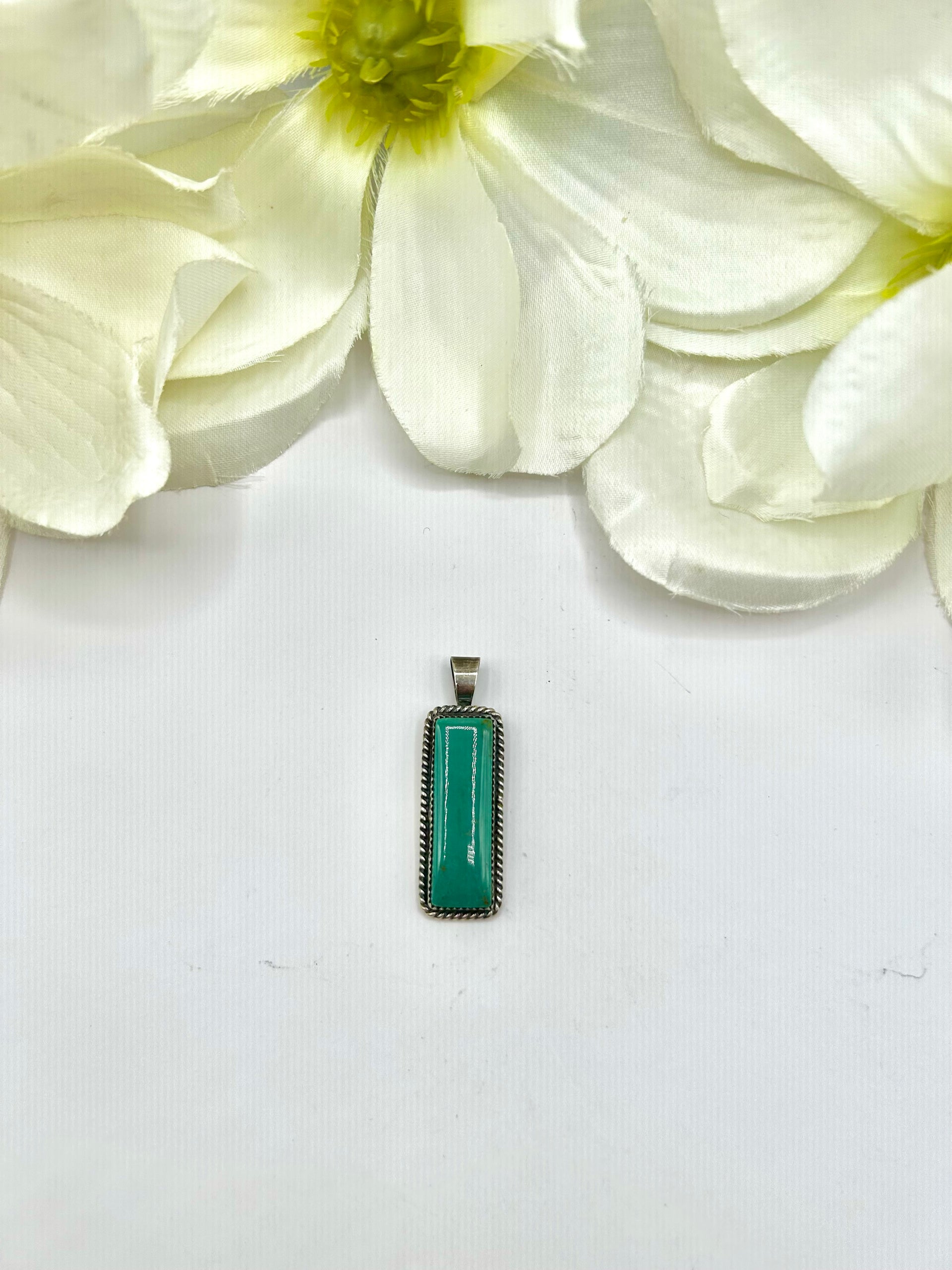 Navajo Made Kingman Turquoise & Sterling Silver Pendant
