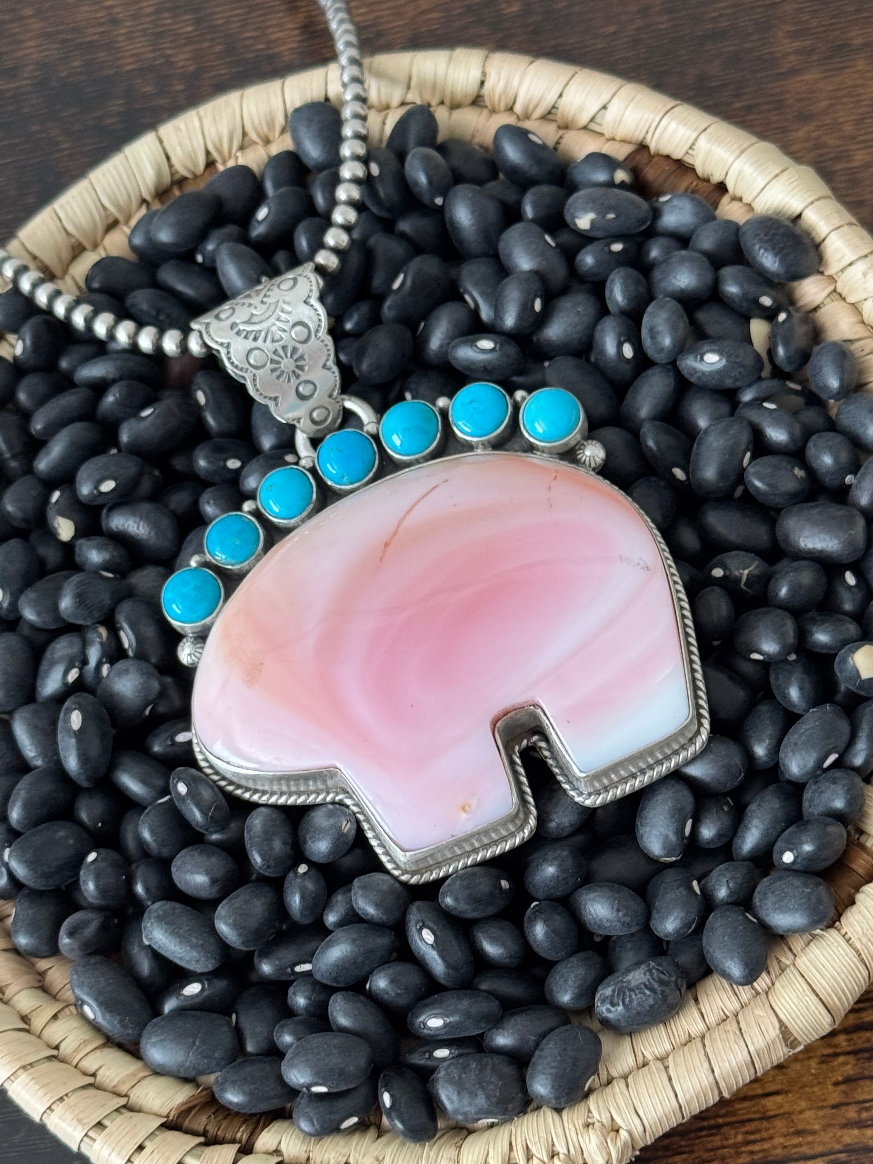 Navajo Made Multi Stone & Sterling Silver Pendant