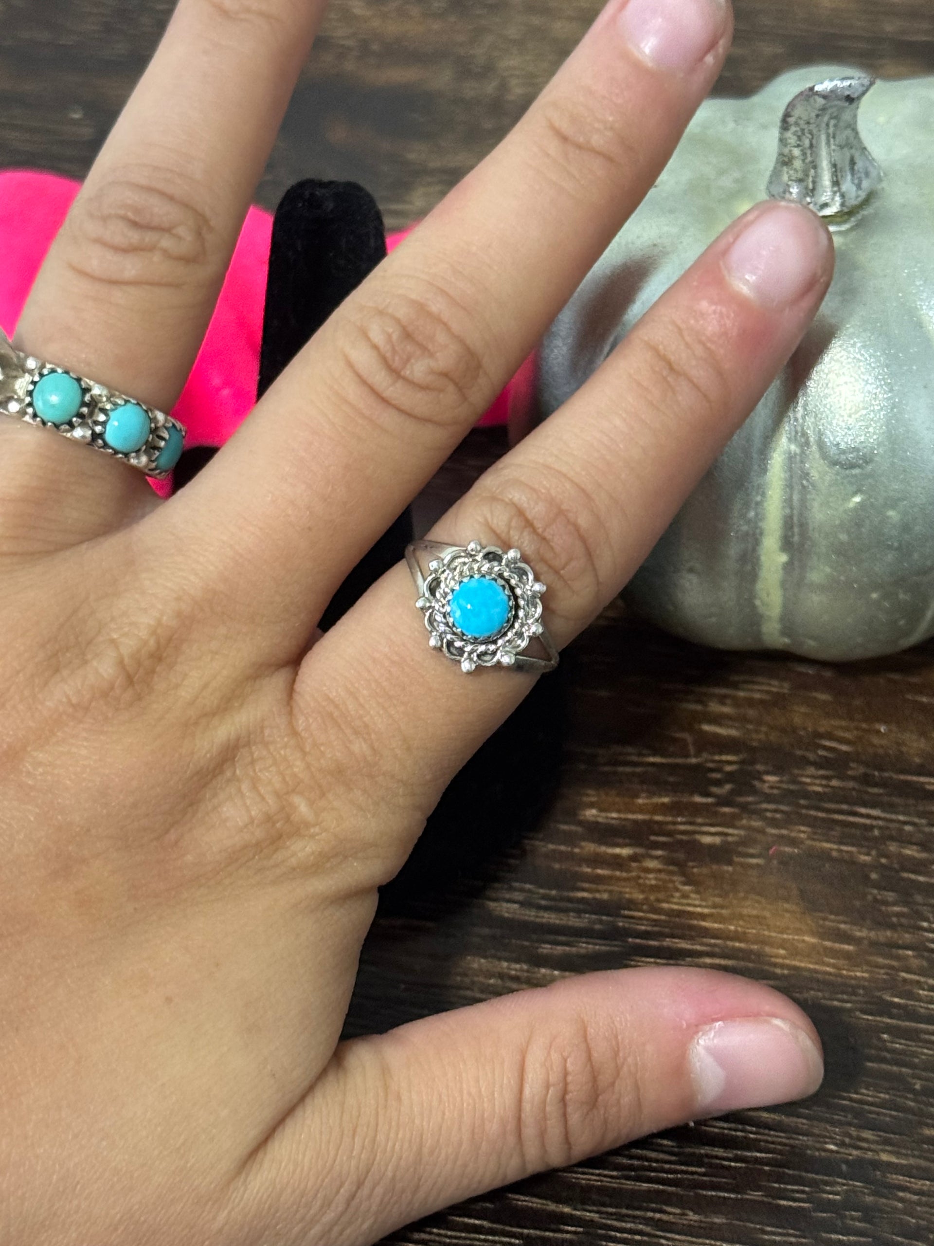 Navajo Made Kingman Turquoise & Sterling Silver Ring