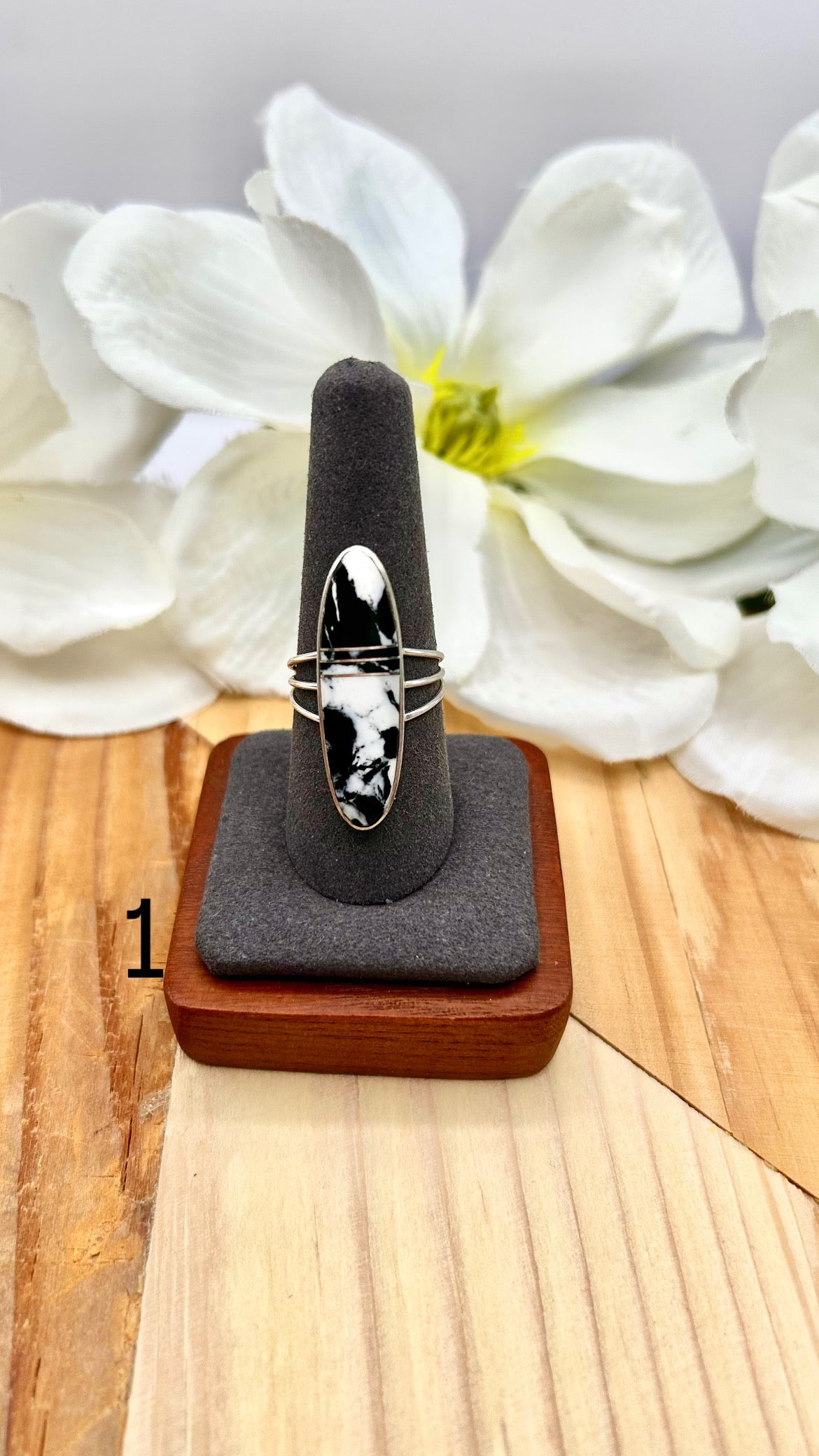 Harold Smith White Buffalo & Sterling Silver Ring