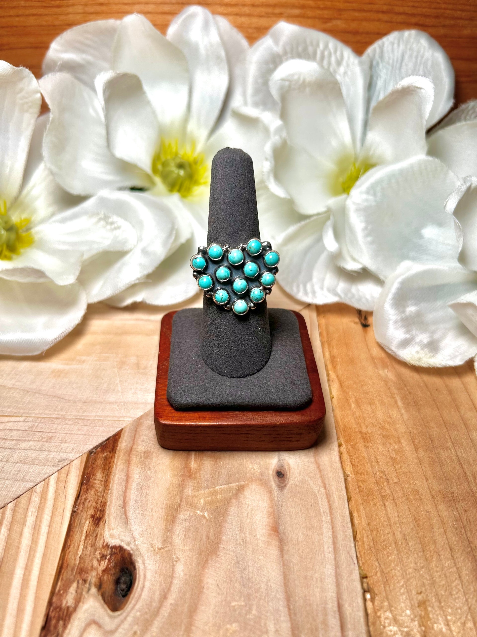 Navajo Made Red Skin Turquoise & Sterling Silver Ring Size 8.75