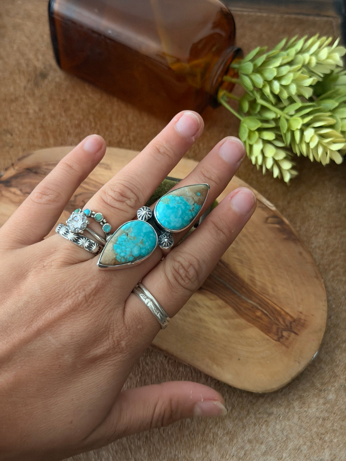 Navajo Made Mine 8 Turquoise & Sterling Silver Adjustable Ring