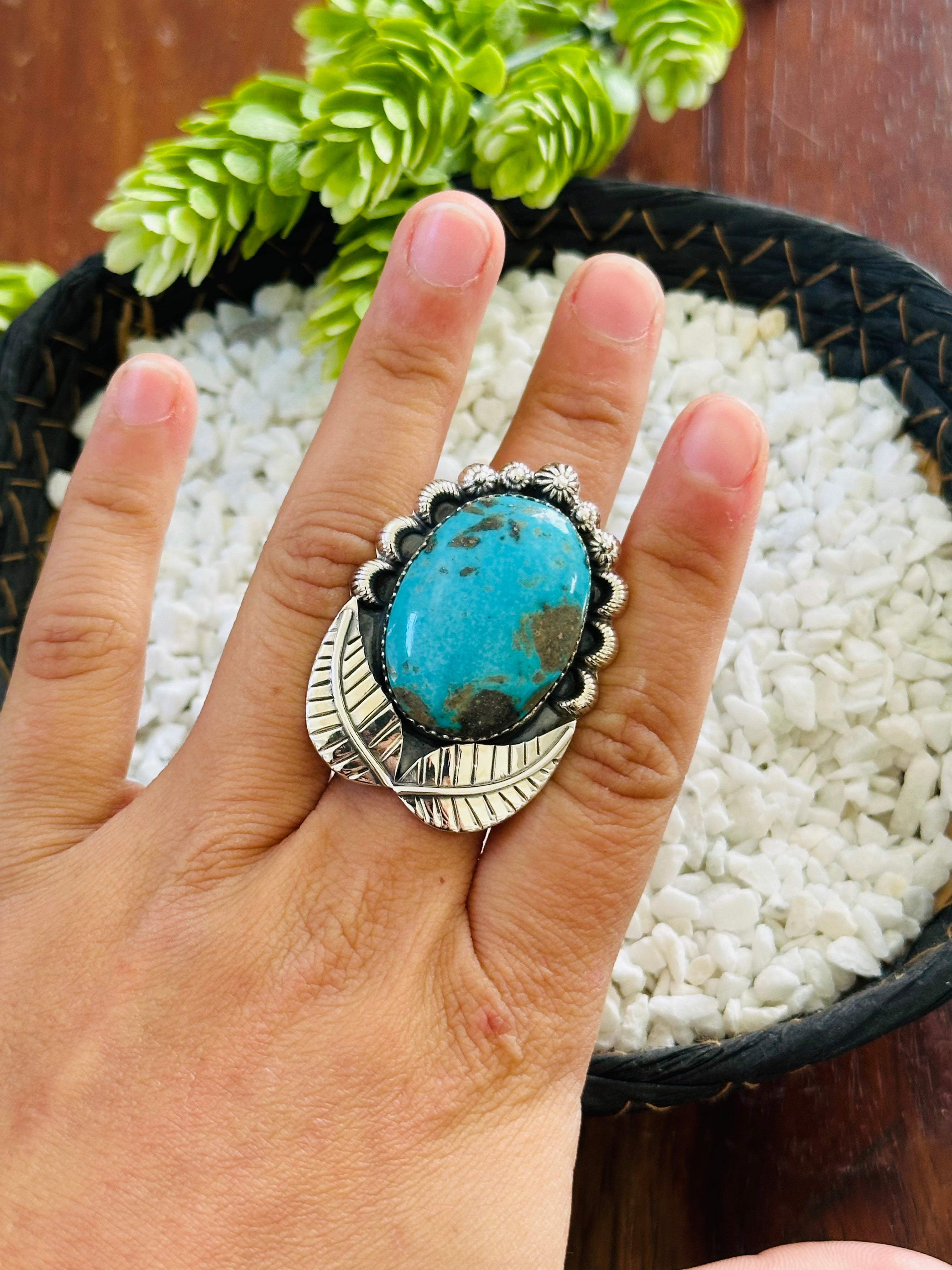 TTD “Retro” Kingman Turquoise & Sterling Silver Adjustable Ring