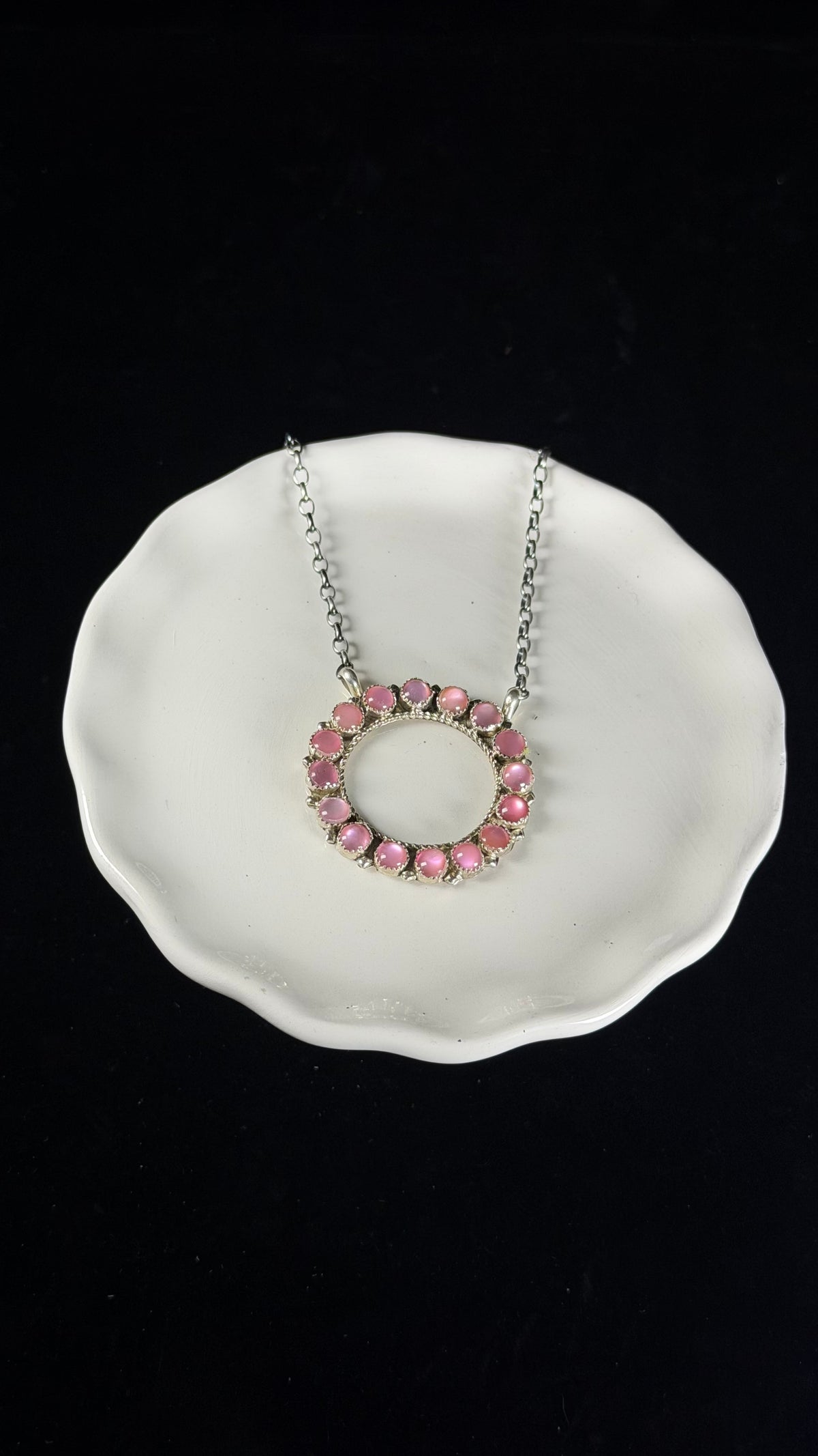 Zuni Made Mother of Pearl & Sterling Silver Cluster Necklace
