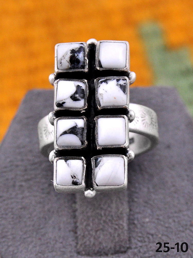 Southwest Made White Buffalo & Sterling Silver Adjustable Ring