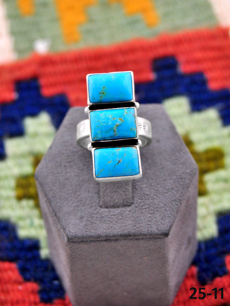 Southwest Made Kingman Turquoise & Sterling Silver Adjustable Ring