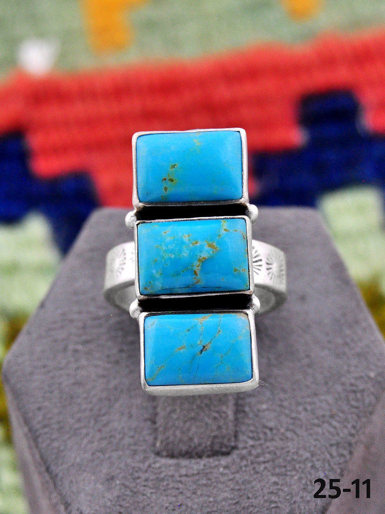 Southwest Made Kingman Turquoise & Sterling Silver Adjustable Ring