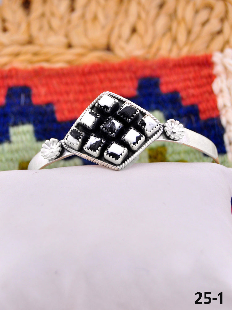 Southwest Handmade White Buffalo Turquoise & Sterling Silver Cuff Bracelet