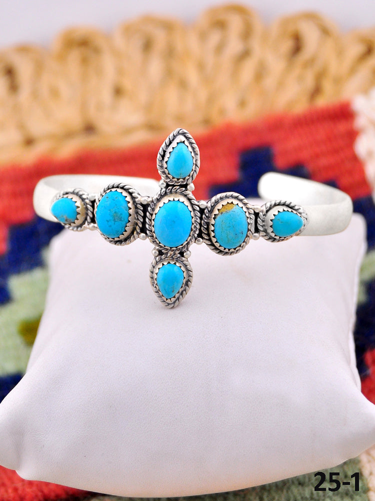Southwest Handmade Kingman Turquoise & Sterling Silver Cuff Bracelet