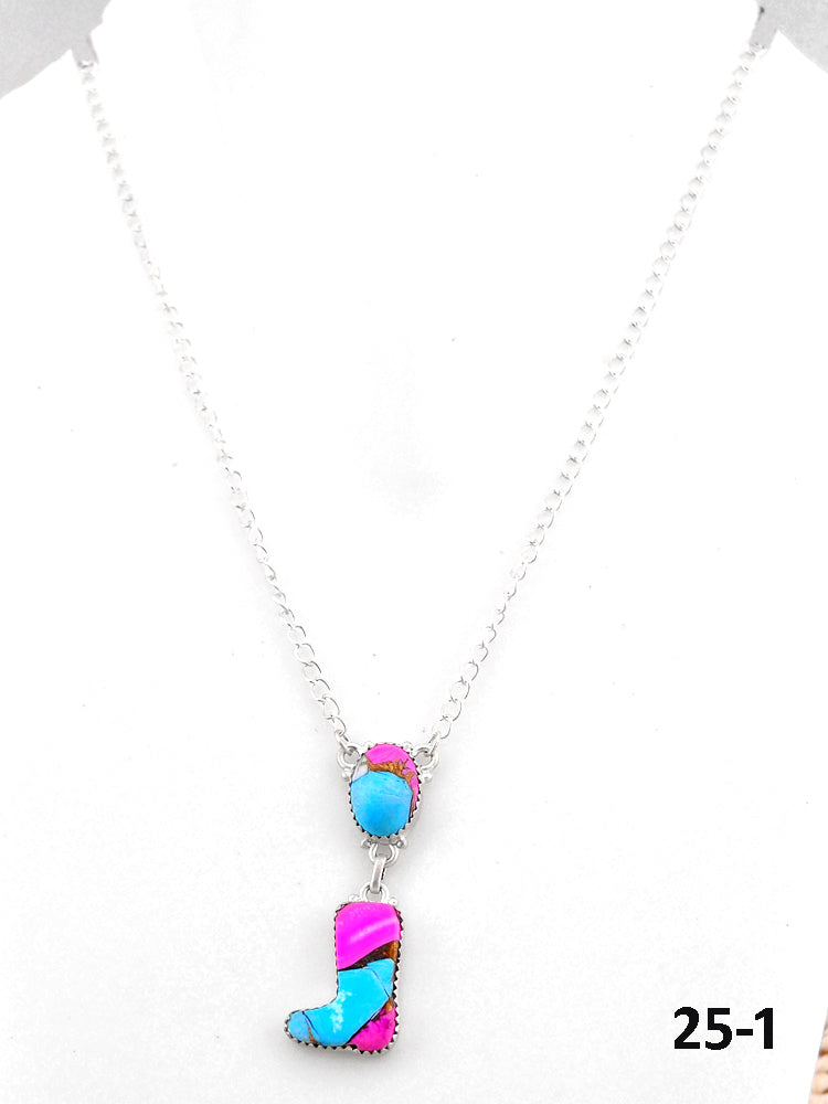 Southwest Made Cotton Candy & Sterling Silver Necklace