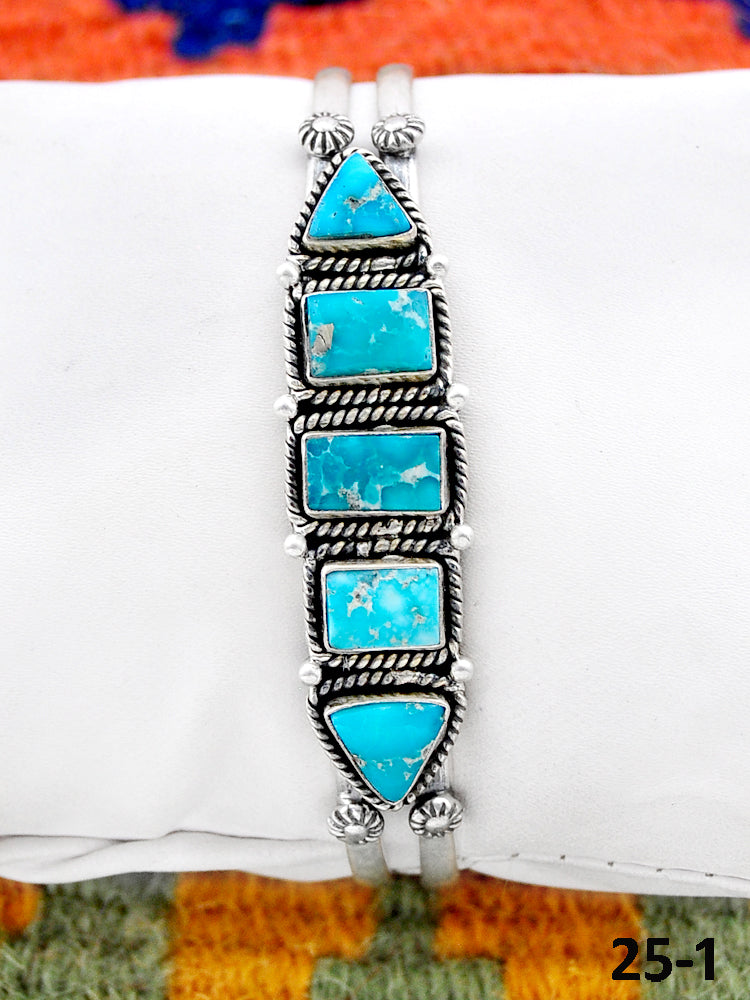 Southwest Handmade White Water Turquoise & Sterling Silver Cuff Bracelet