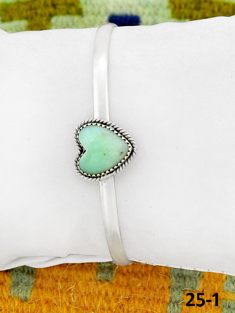 Southwest Handmade Paloma & Sterling Silver Heart Cuff Bracelet