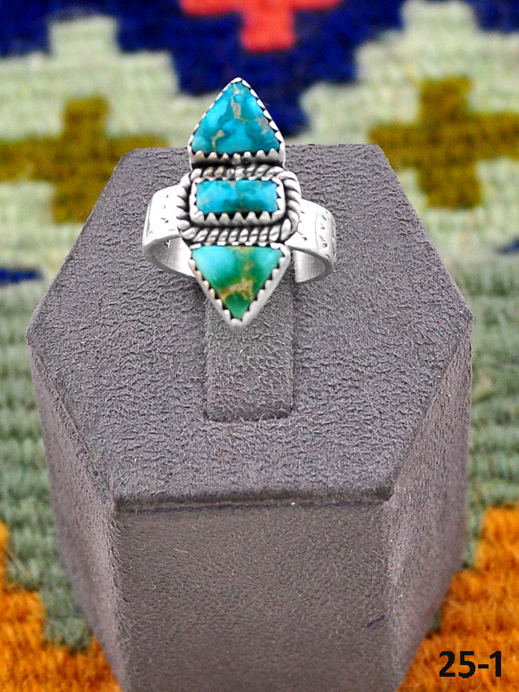 Southwest Handmade Emerald Valley Turquoise & Sterling Silver Adjustable Ring