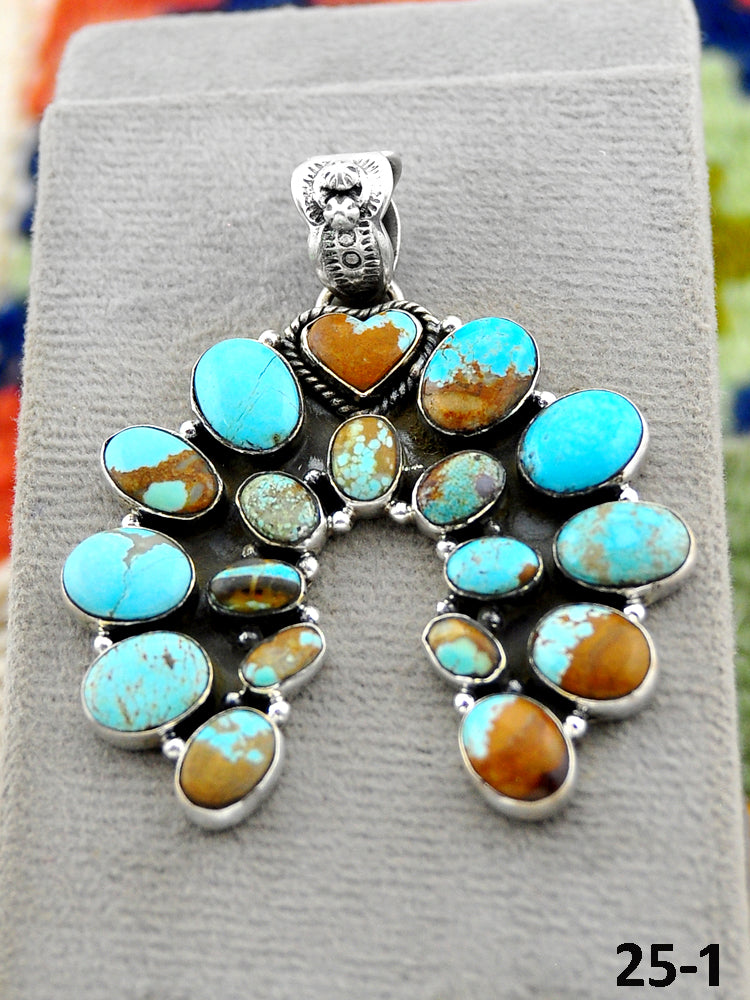 Southwest Handmade #8 Turquoise & Sterling Silver Pendants